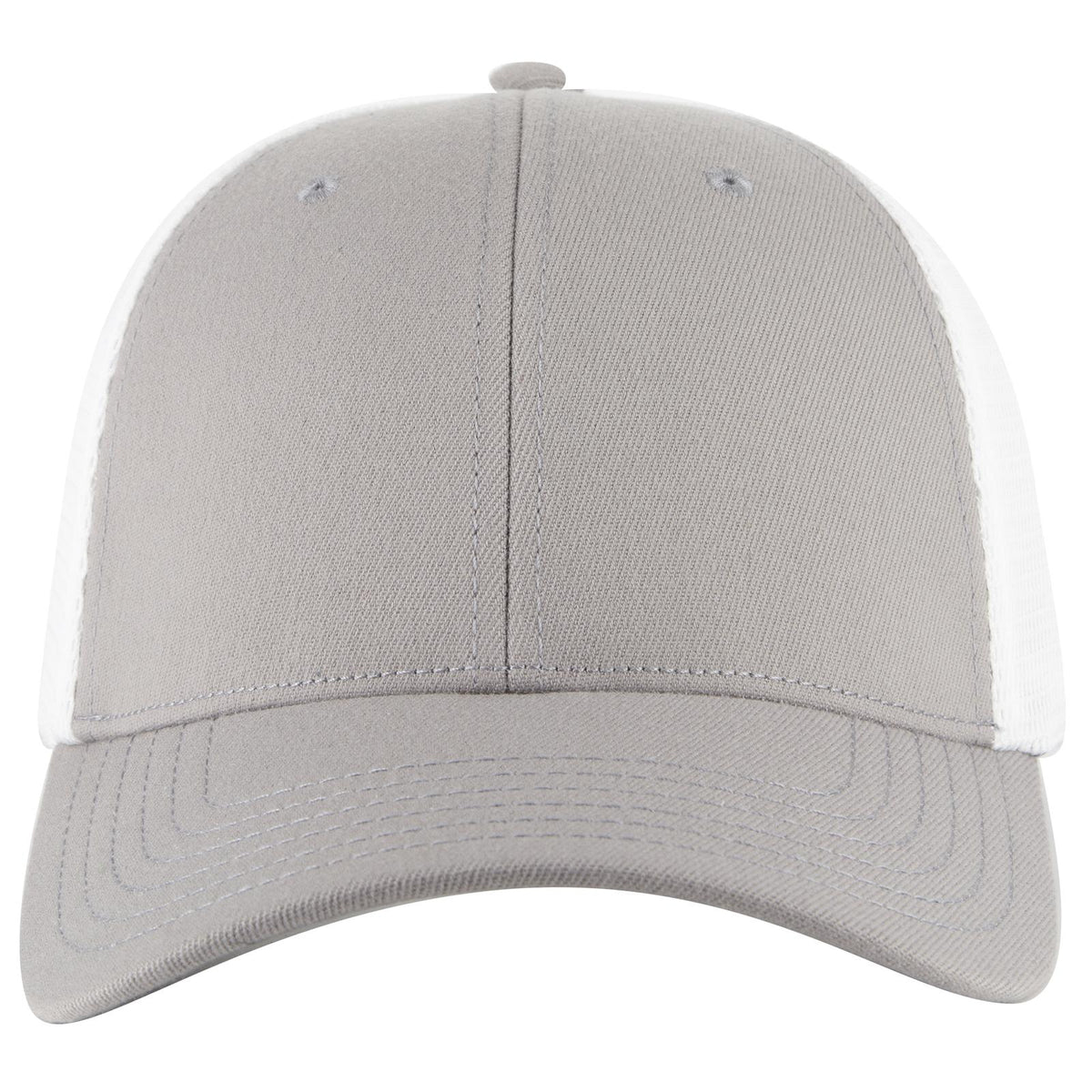 Front View of 1416 - Gry/Wht OTTO CAP "OTTO COMFY FIT" 6 Panel Low Profile Mesh Back Trucker Hat