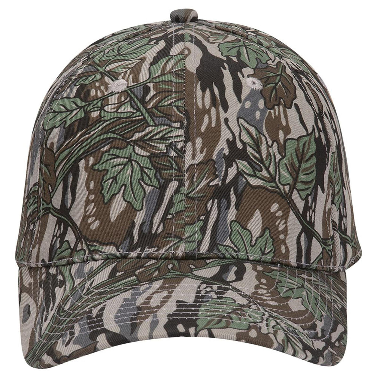 Front View of 1417 - Gry/Dk.Grn OTTO CAP "OTTO FLEX" Fitted Camouflage 6 Panel Low Profile Baseball Cap