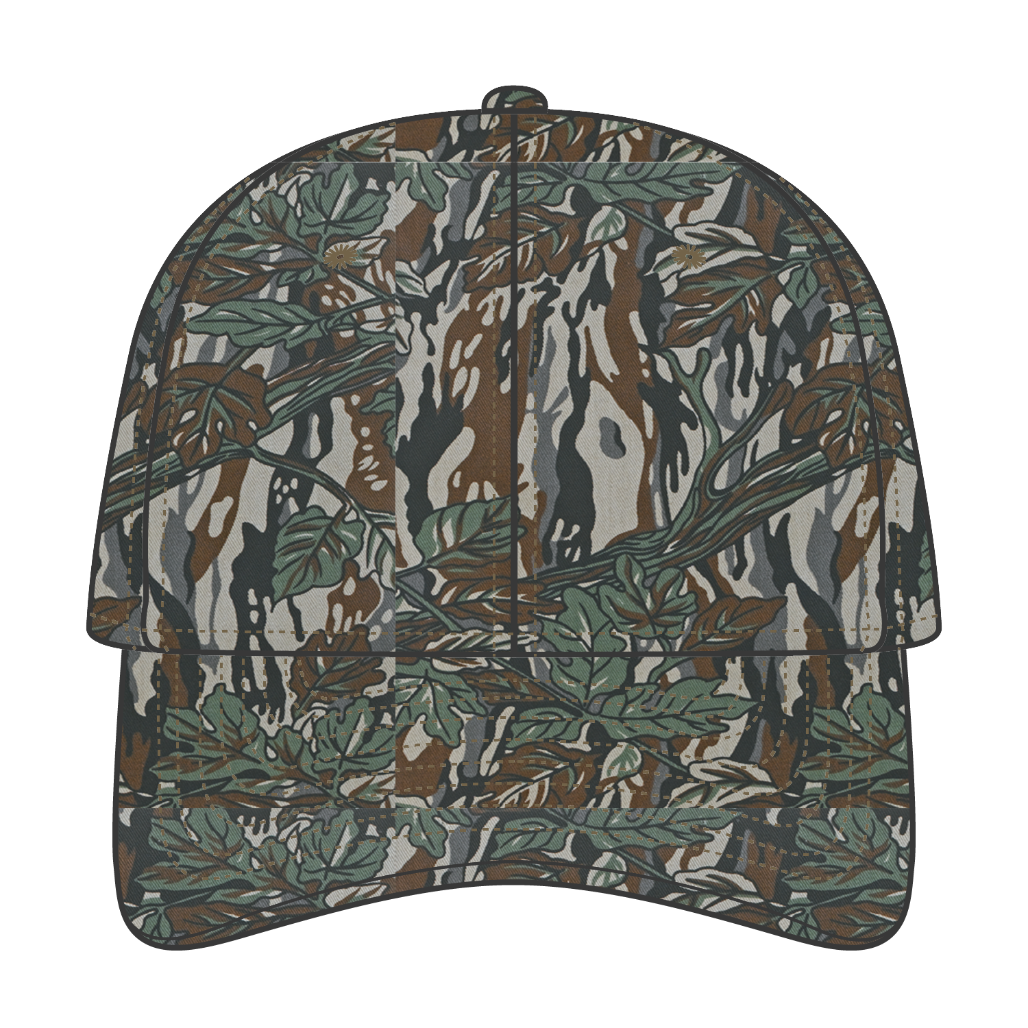 Front View of 1417 - Gry/Dk.Grn OTTO CAP "OTTO FLEX" Fitted Camouflage 6 Panel Low Profile Baseball Cap