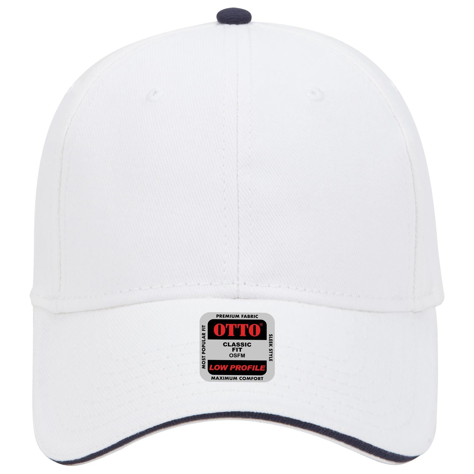 Right View of 161604 - Wht/Wht/Nvy OTTO CAP 6 Panel Low Profile Baseball Cap
