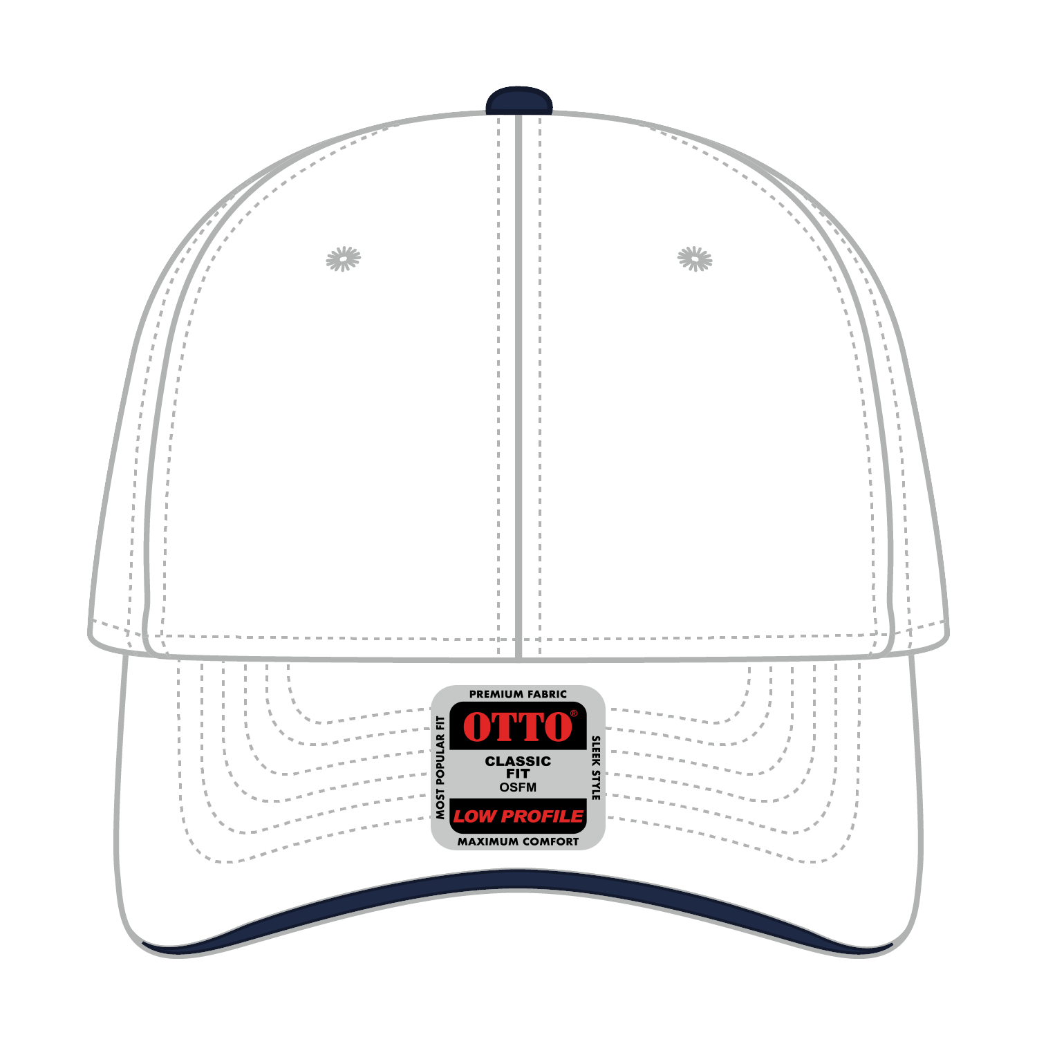 Front View of 161604 - Wht/Wht/Nvy OTTO CAP 6 Panel Low Profile Baseball Cap