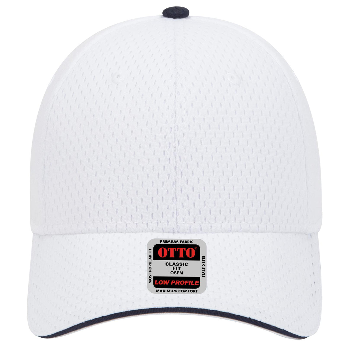 Front View of 161604 - Wht/Wht/Nvy OTTO CAP 6 Panel Low Profile Baseball Cap