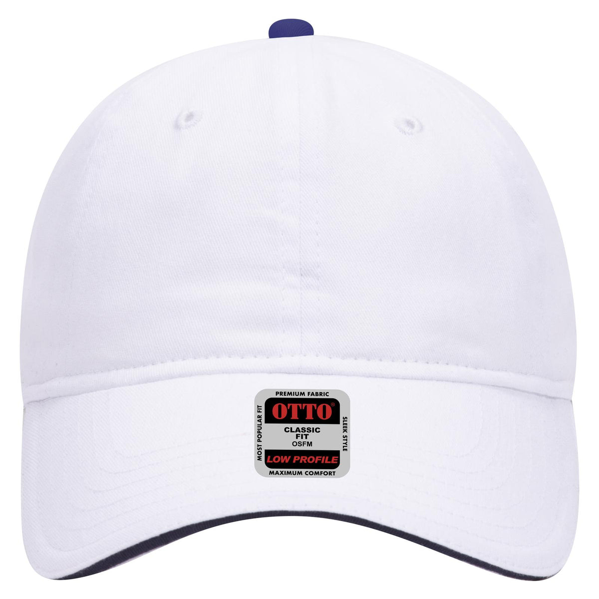 Front View of 161604 - Wht/Wht/Nvy OTTO CAP 6 Panel Low Profile Baseball Cap
