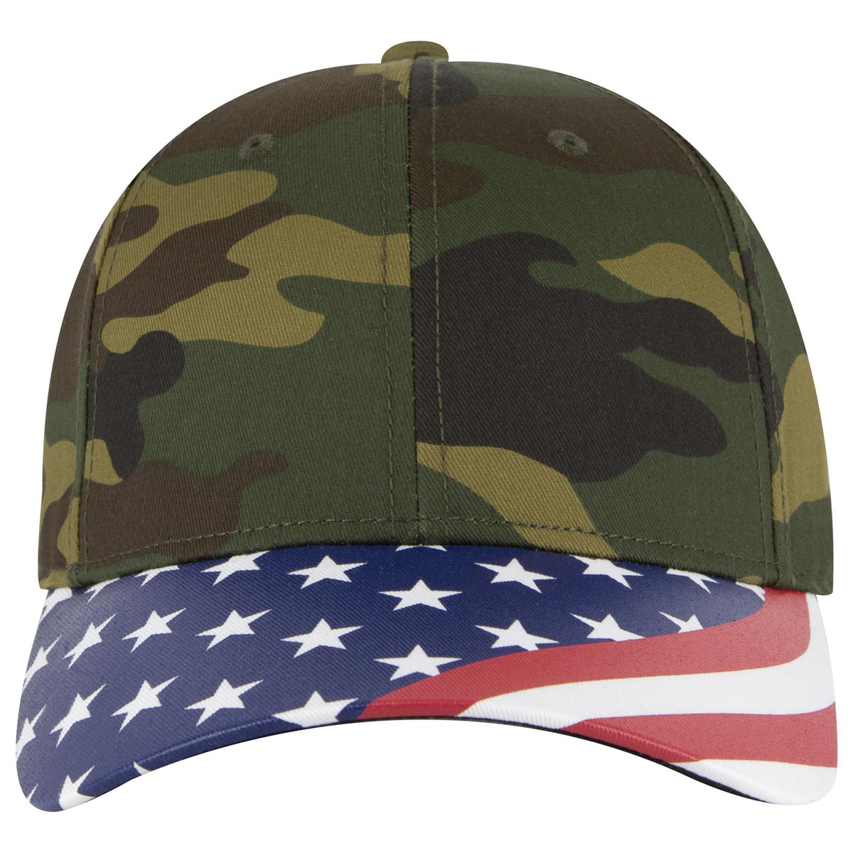 Front View of 1707 - Dk.Grn/Brn OTTO CAP 6 Panel Low Profile Baseball Cap