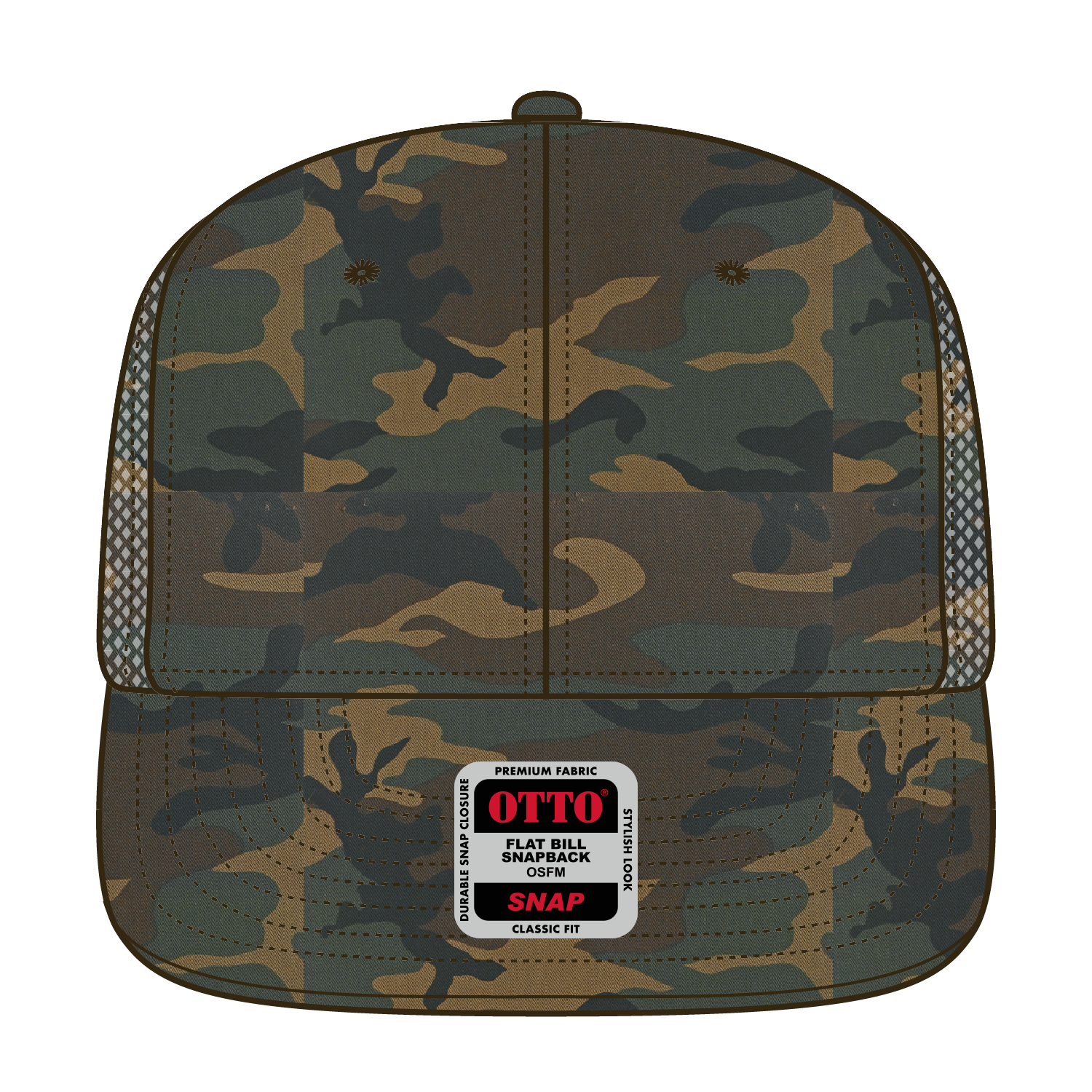 Front View of 1707 - Dk.Grn/Brn OTTO CAP "OTTO SNAP" 6 Panel Pro Style Mesh Back Trucker Snapback Hat