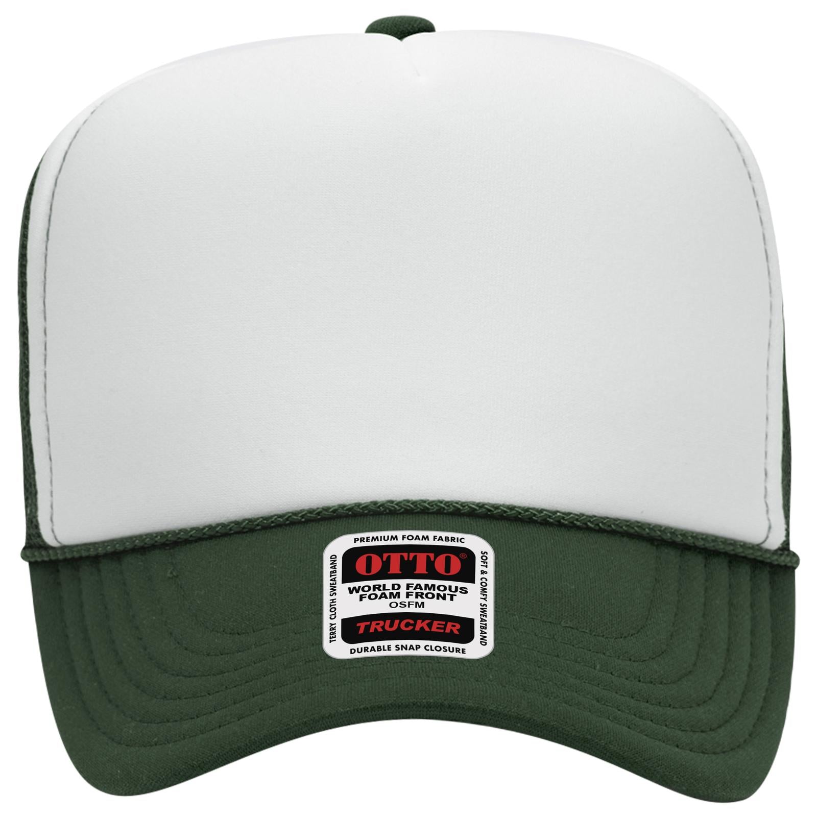 Right View of 171617 - Dk.Grn/Wht/Dk.Grn OTTO CAP 5 Panel High Crown Mesh Back Trucker Hat