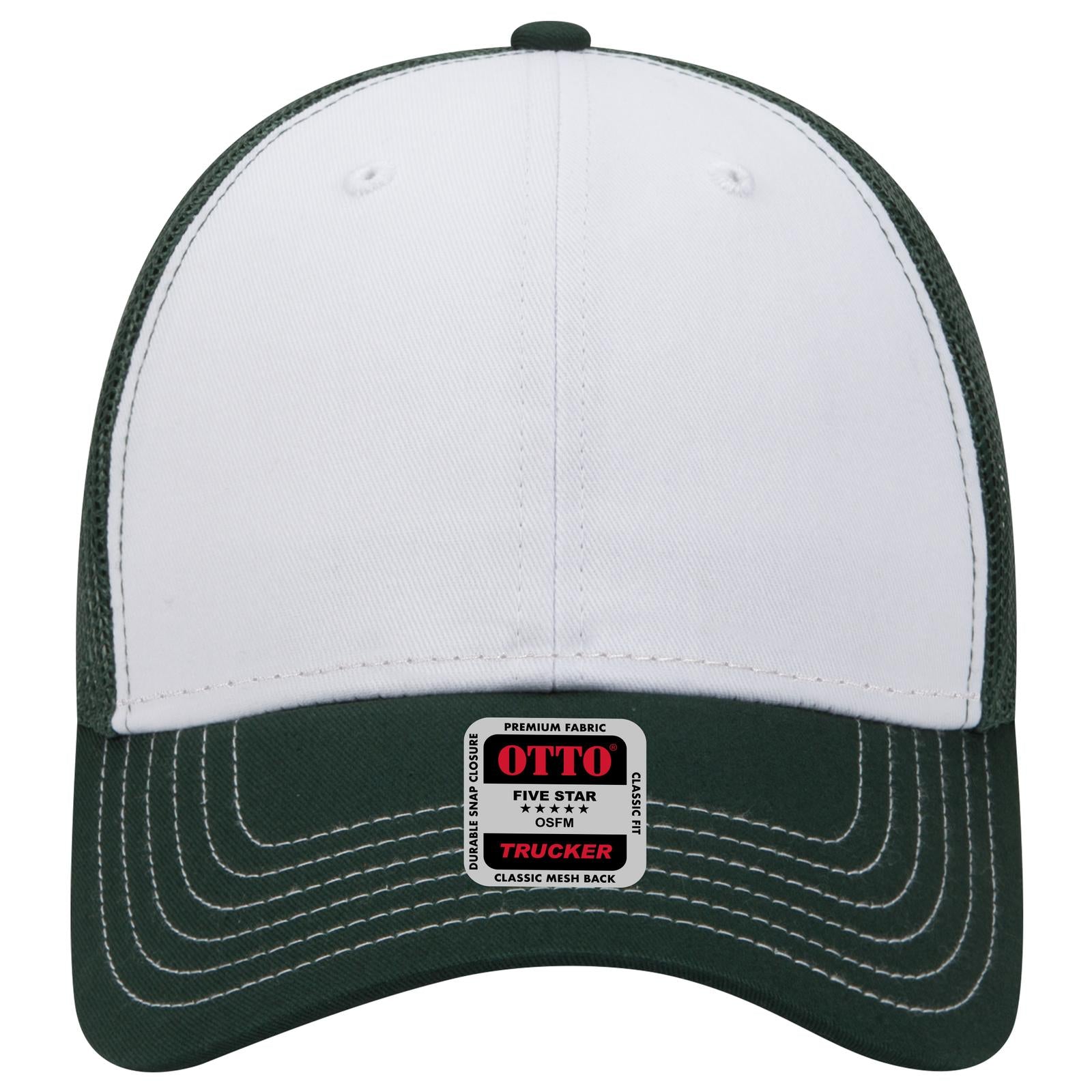 Right View of 171617 - Dk.Grn/Wht/Dk.Grn OTTO CAP 6 Panel Low Profile Mesh Back Trucker Hat