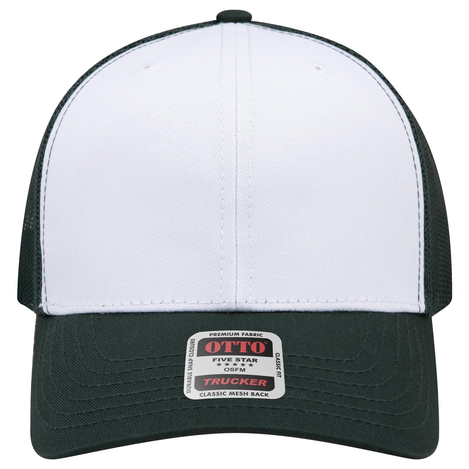 Right View of 171617 - Dk.Grn/Wht/Dk.Grn OTTO CAP 6 Panel Mid Profile Mesh Back Trucker Hat