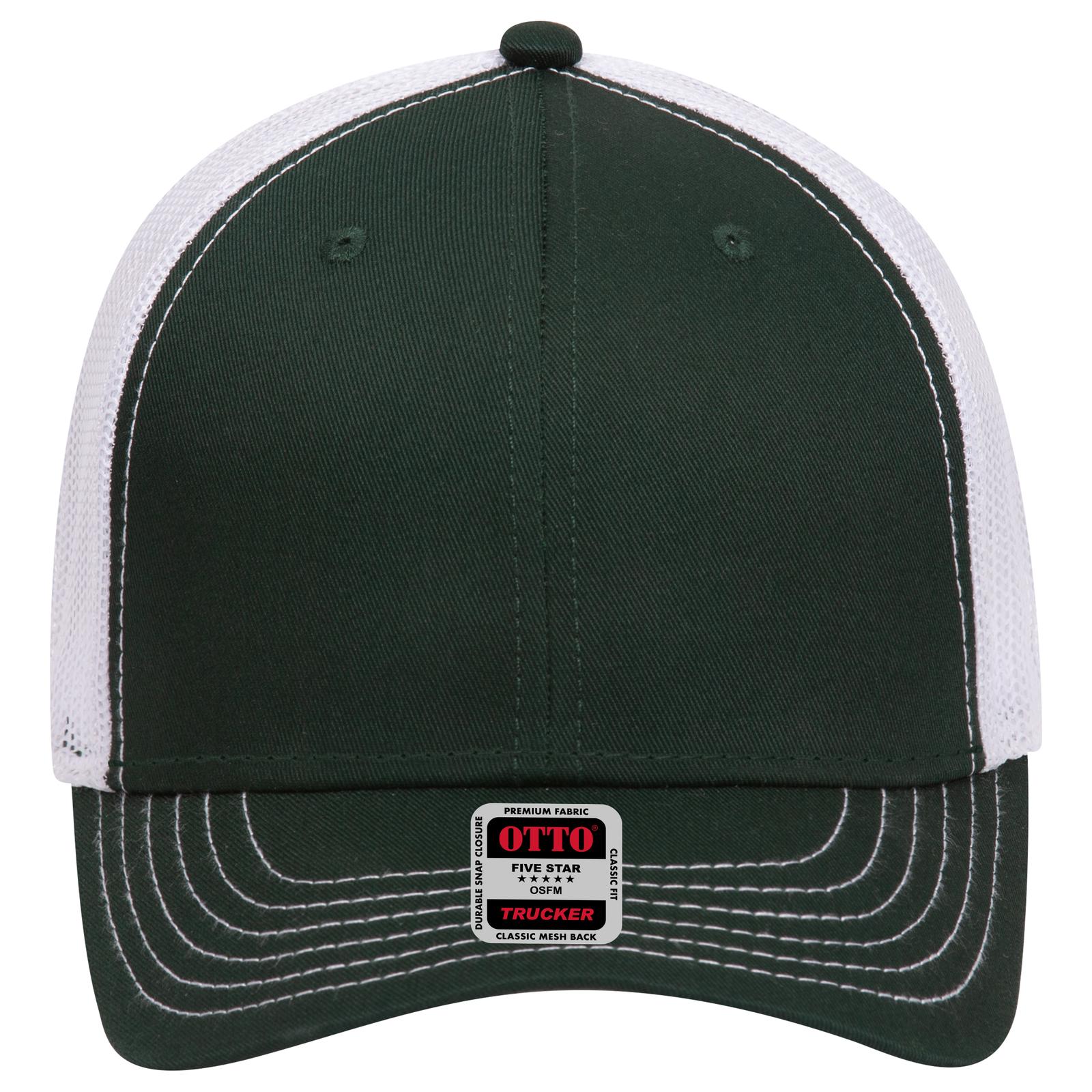 Right View of 171716 - Dk.Grn/Dk.Grn/Wht OTTO CAP 6 Panel Low Profile Mesh Back Trucker Hat