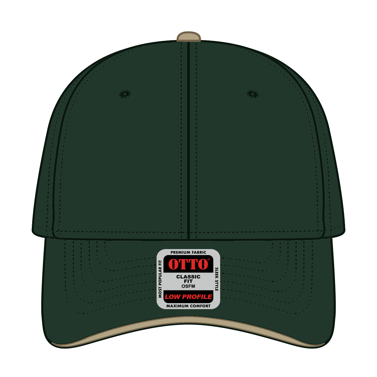 Front View of 171732 - Dk.Grn/Dk.Grn/Kha OTTO CAP 6 Panel Low Profile Baseball Cap