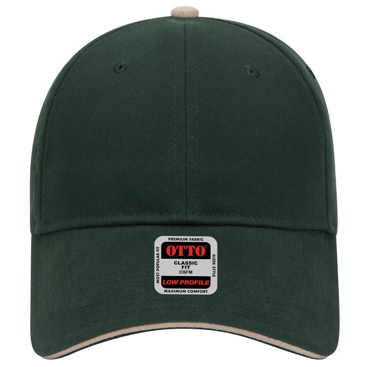 Front View of 171732 - Dk.Grn/Dk.Grn/Kha OTTO CAP 6 Panel Low Profile Baseball Cap