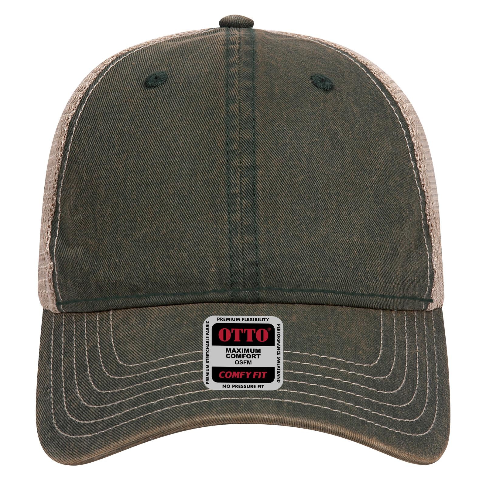 Right View of 171732 - Dk.Grn/Dk.Grn/Kha OTTO CAP 6 Panel Low Profile Mesh Back Trucker Dad Hat