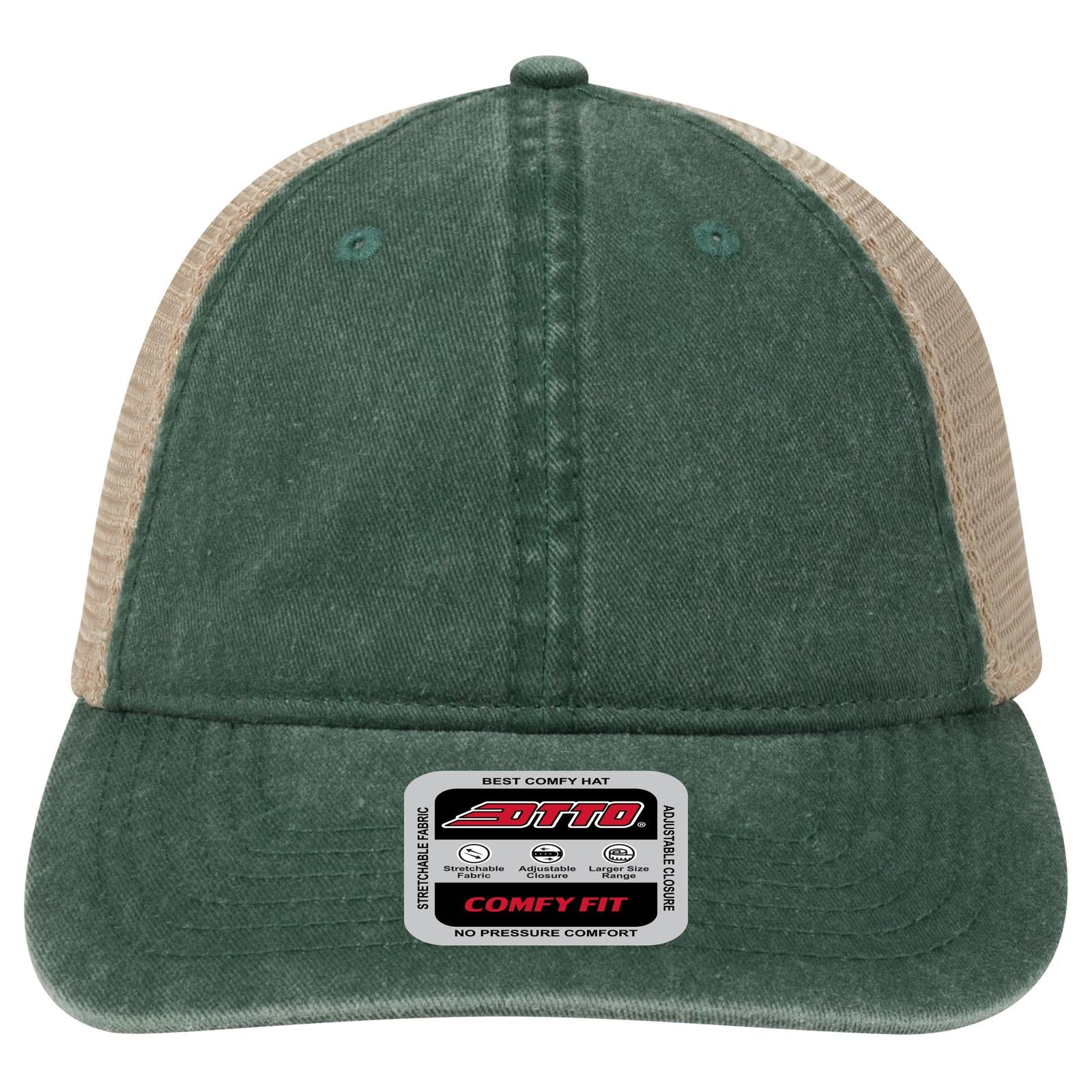 Right View of 171732 - Dk.Grn/Dk.Grn/Kha OTTO CAP "OTTO COMFY FIT" 6 Panel Low Profile Mesh Back Trucker Hat