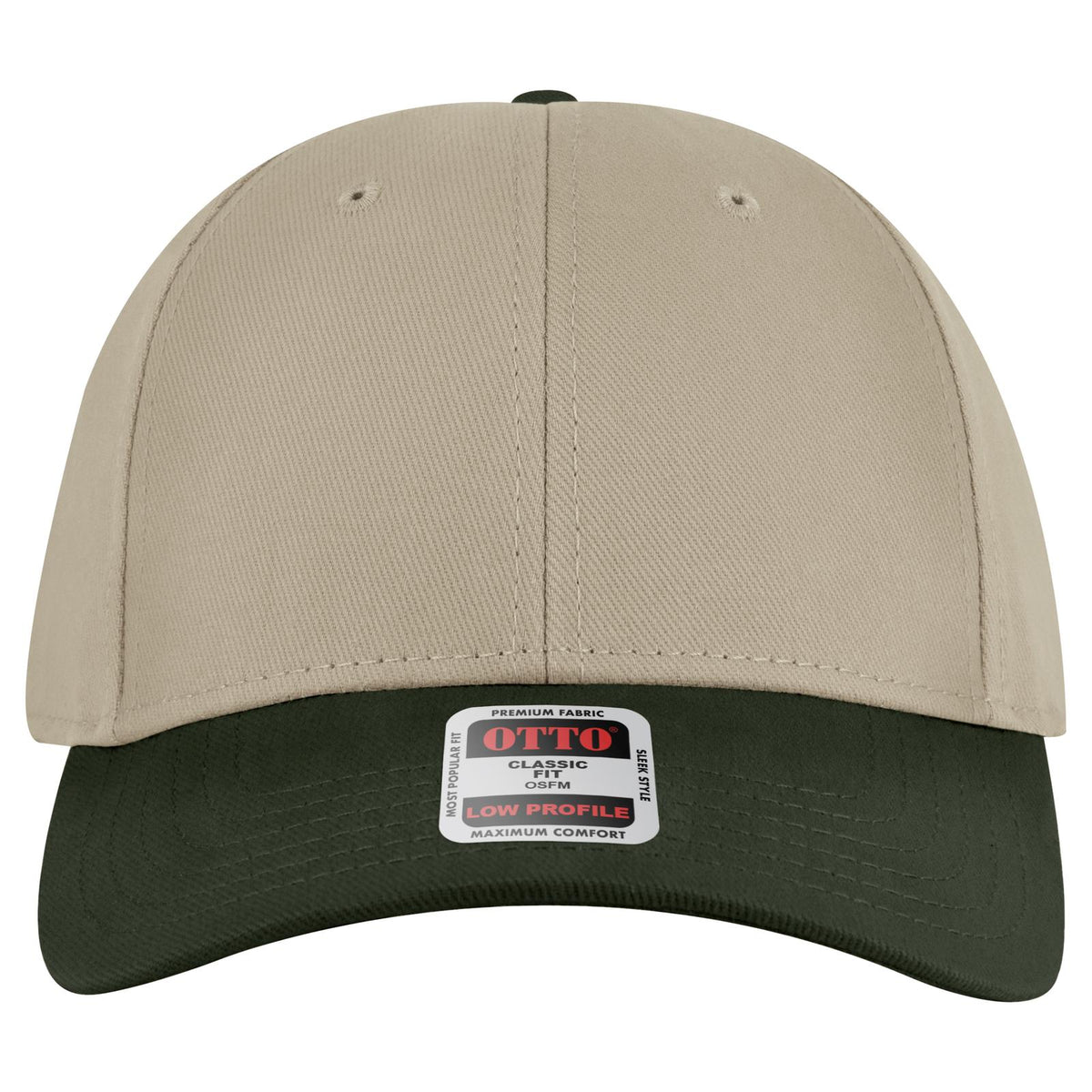Front View of 1732 - Dk.Grn/Kha OTTO CAP 6 Panel Low Profile Baseball Cap