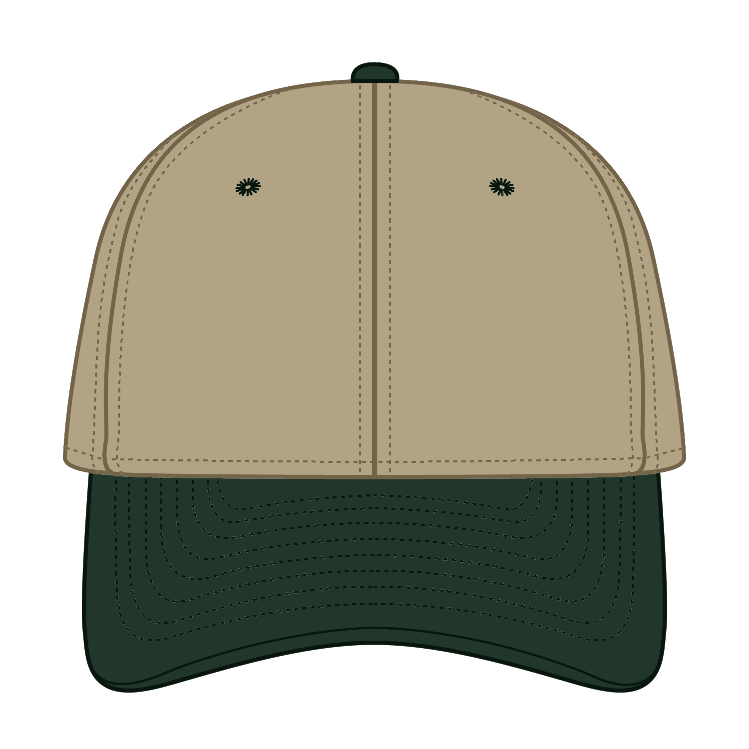 Front View of 1732 - Dk.Grn/Kha OTTO CAP "OTTO FLEX" Fitted 6 Panel Low Profile Baseball Cap