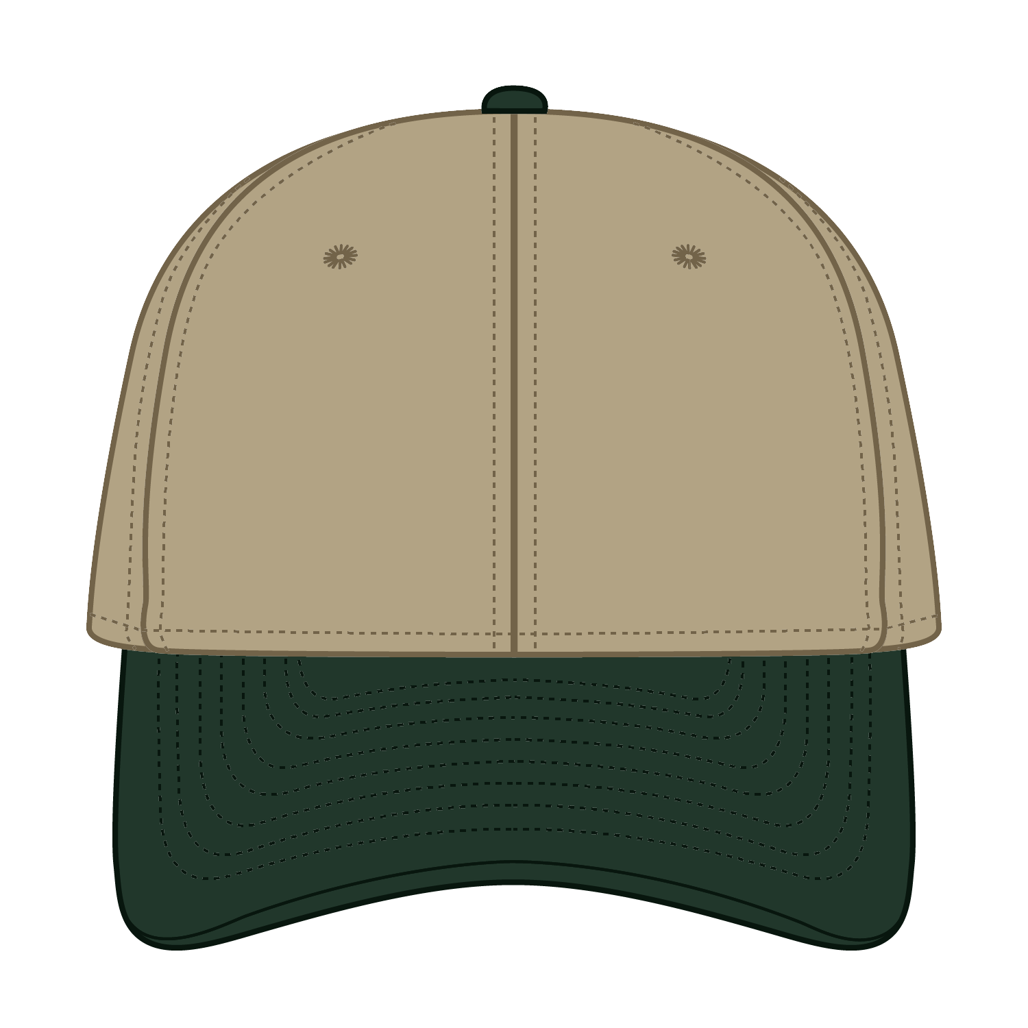 Front View of 1732 - Dk.Grn/Kha OTTO CAP "OTTO FLEX" Fitted 6 Panel Low Profile Dad Hat