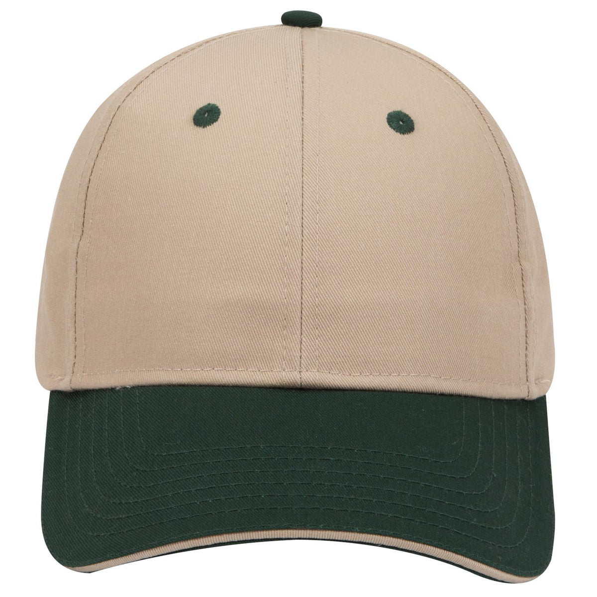 Front View of 173232 - Dk.Grn/Kha/Kha OTTO CAP 6 Panel Low Profile Baseball Cap