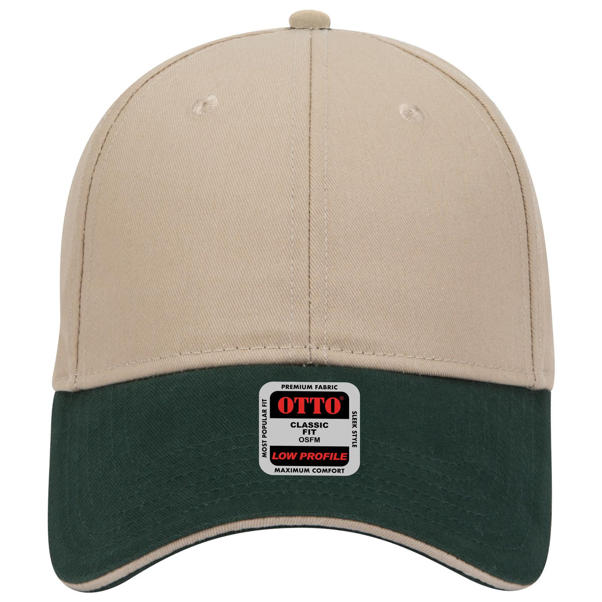 Front View of 173232 - Dk.Grn/Kha/Kha OTTO CAP 6 Panel Low Profile Baseball Cap