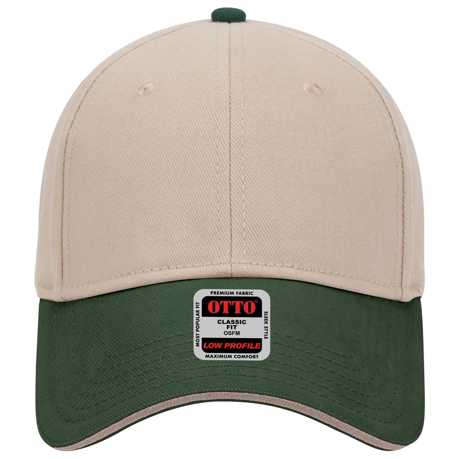 Right View of 173232 - Dk.Grn/Kha/Kha OTTO CAP 6 Panel Low Profile Baseball Cap