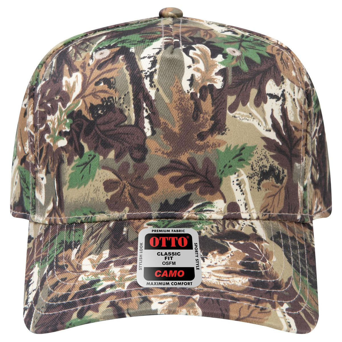 Front View of 180705 - Lt.Lod/Brn/Kly OTTO CAP Camouflage 5 Panel Mid Profile Baseball Cap