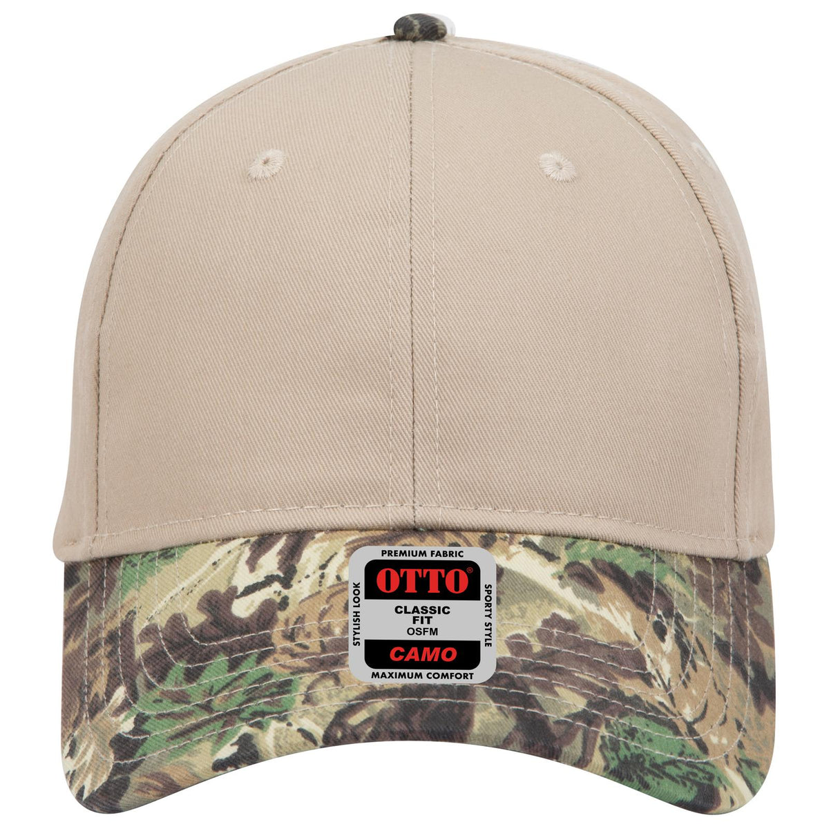 Front View of 18070532 - Lt.Lod/Brn/Kly/Kha OTTO CAP Camouflage 6 Panel Low Profile Baseball Cap