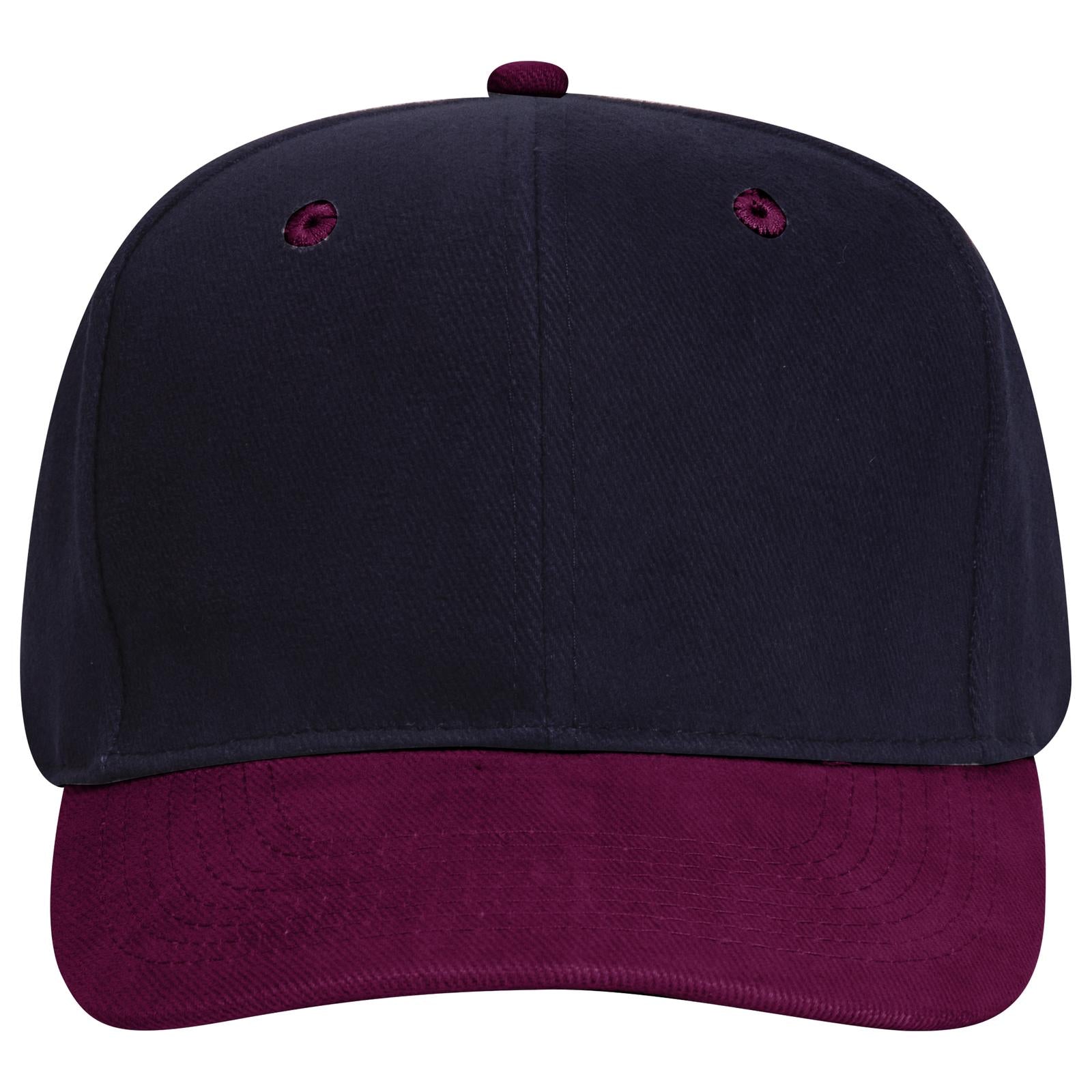 Front View of 1904 - Burg. Marn/Nvy OTTO CAP 6 Panel Mid Profile Baseball Cap