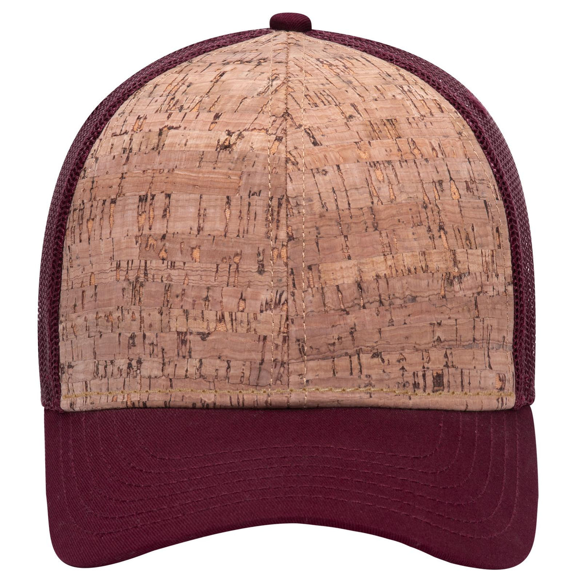 Front View of 1911219 - Bg Mrn/Crk/Bg Mrn OTTO CAP 6 Panel Low Profile Mesh Back Trucker Hat