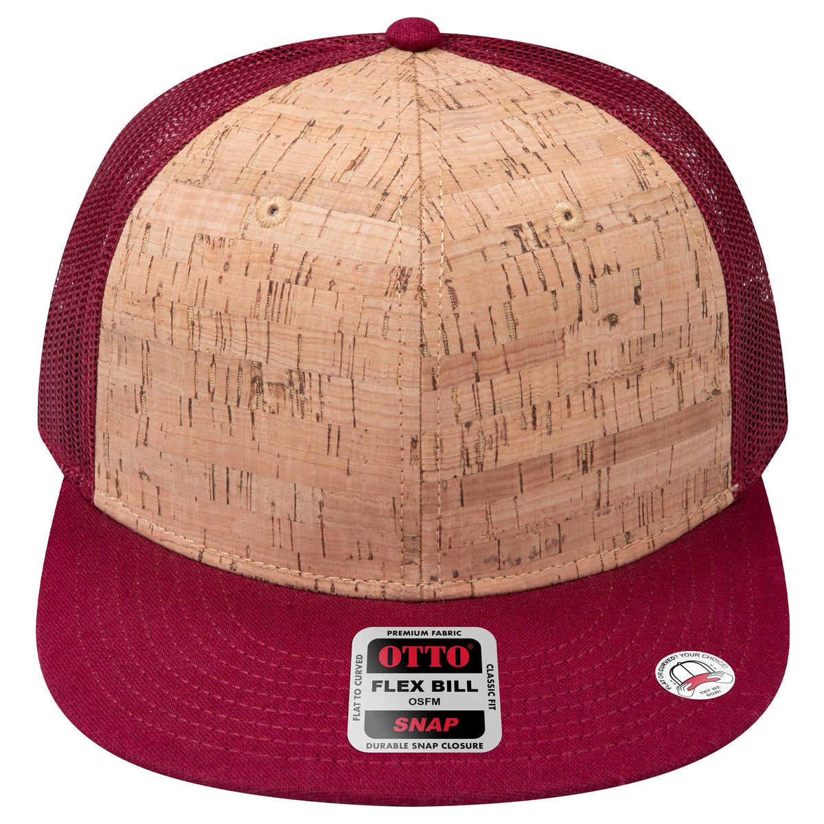 Front View of 1911219 - Bg Mrn/Crk/Bg Mrn OTTO CAP "OTTO SNAP" 6 Panel Pro Style Mesh Back Trucker Snapback Hat