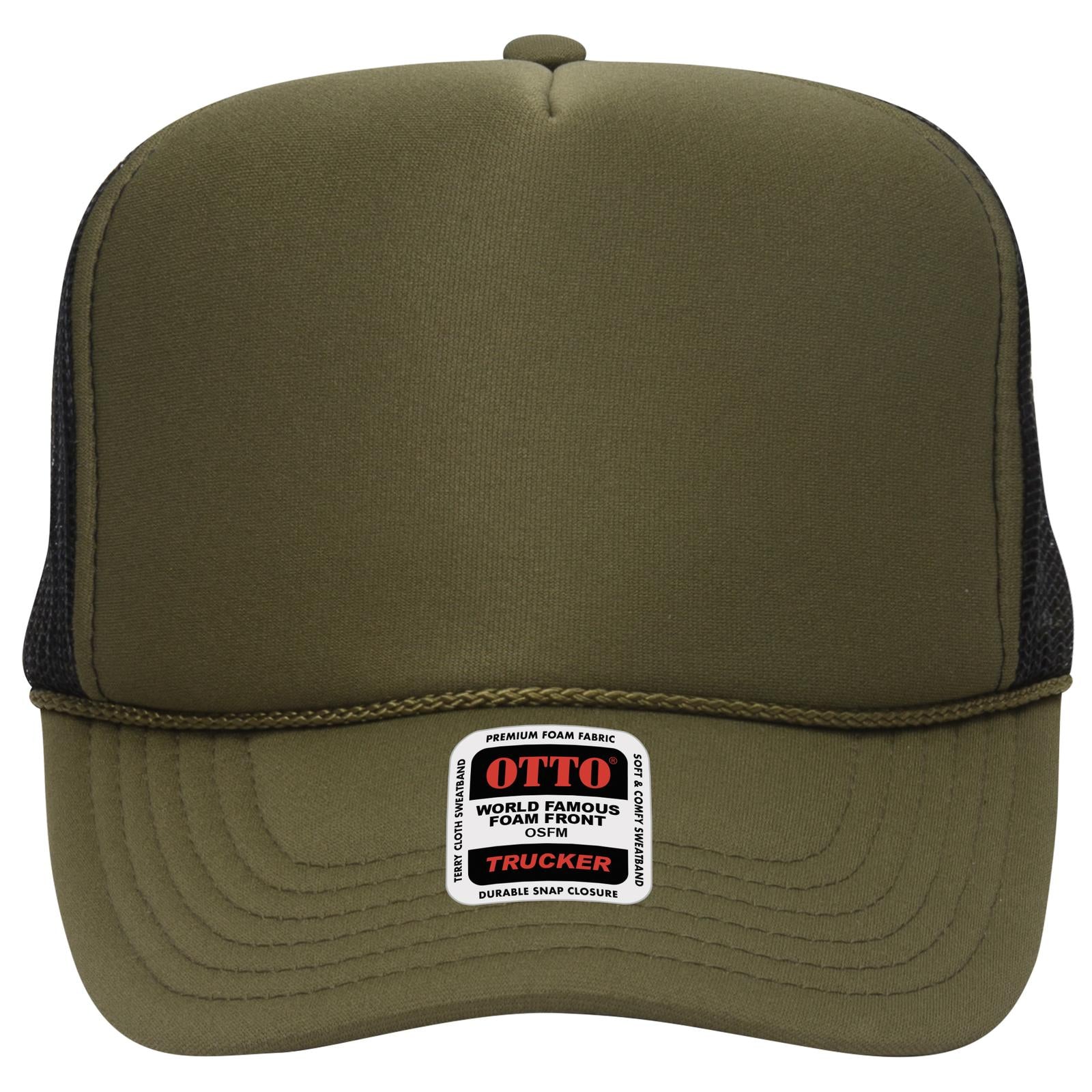 Right View of 212103 - Ol.Grn/Ol.Grn/Blk OTTO CAP 5 Panel High Crown Mesh Back Trucker Hat