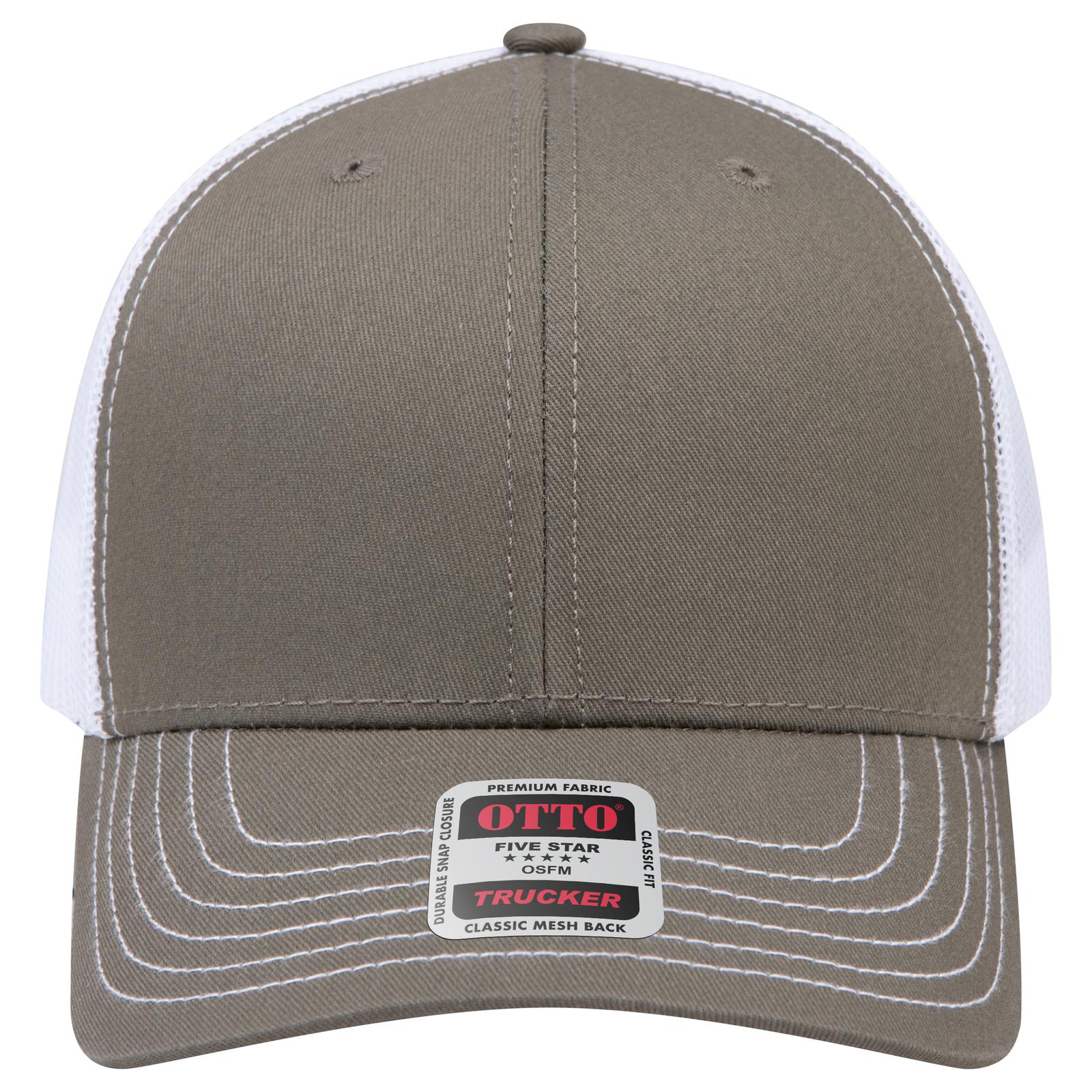 Right View of 212116 - Ol.Grn/Ol.Grn/Wht OTTO CAP 6 Panel Mid Profile Mesh Back Trucker Hat