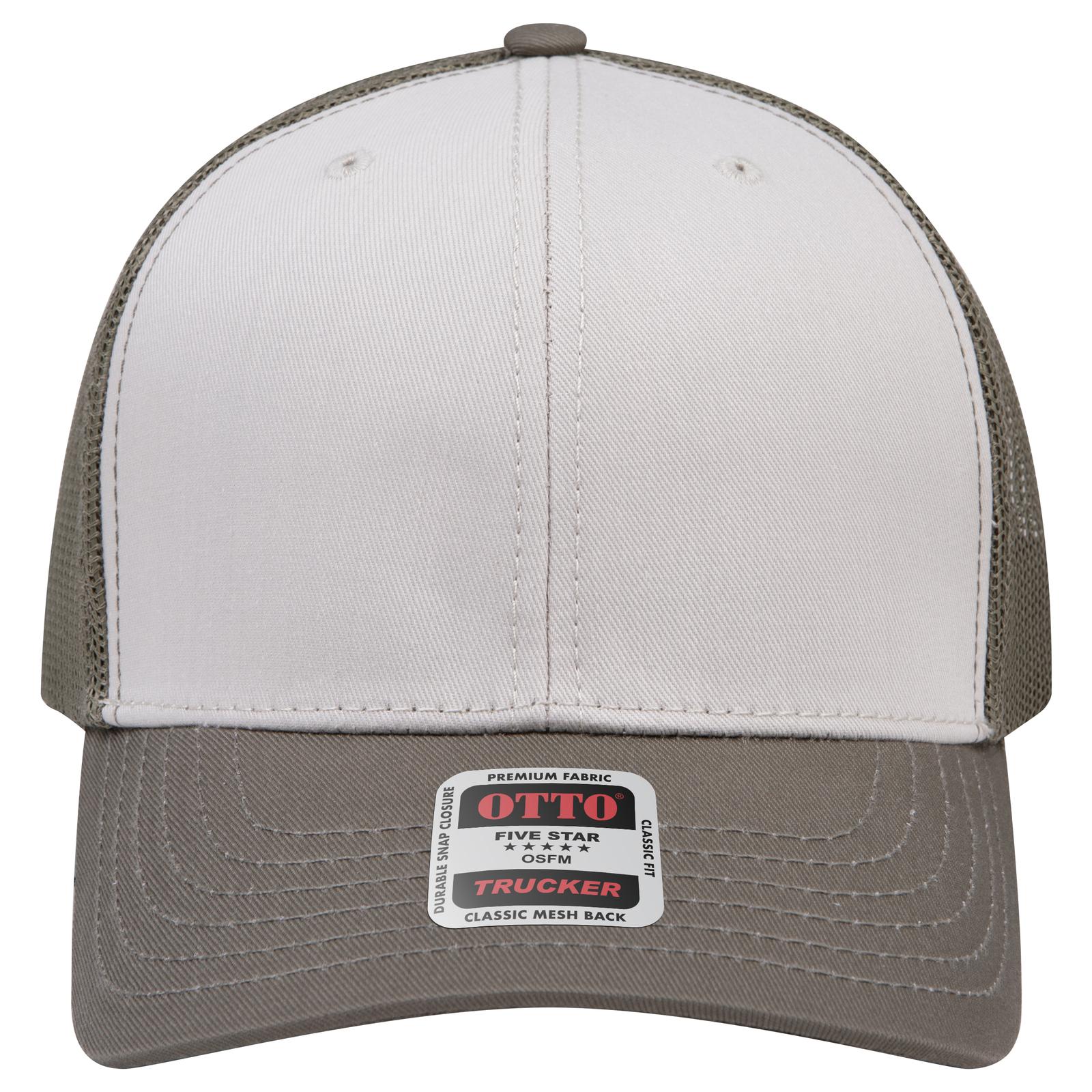 Right View of 215221- Ol.Grn/Lt.Khk/Ol.Grn OTTO CAP 6 Panel Mid Profile Mesh Back Trucker Hat