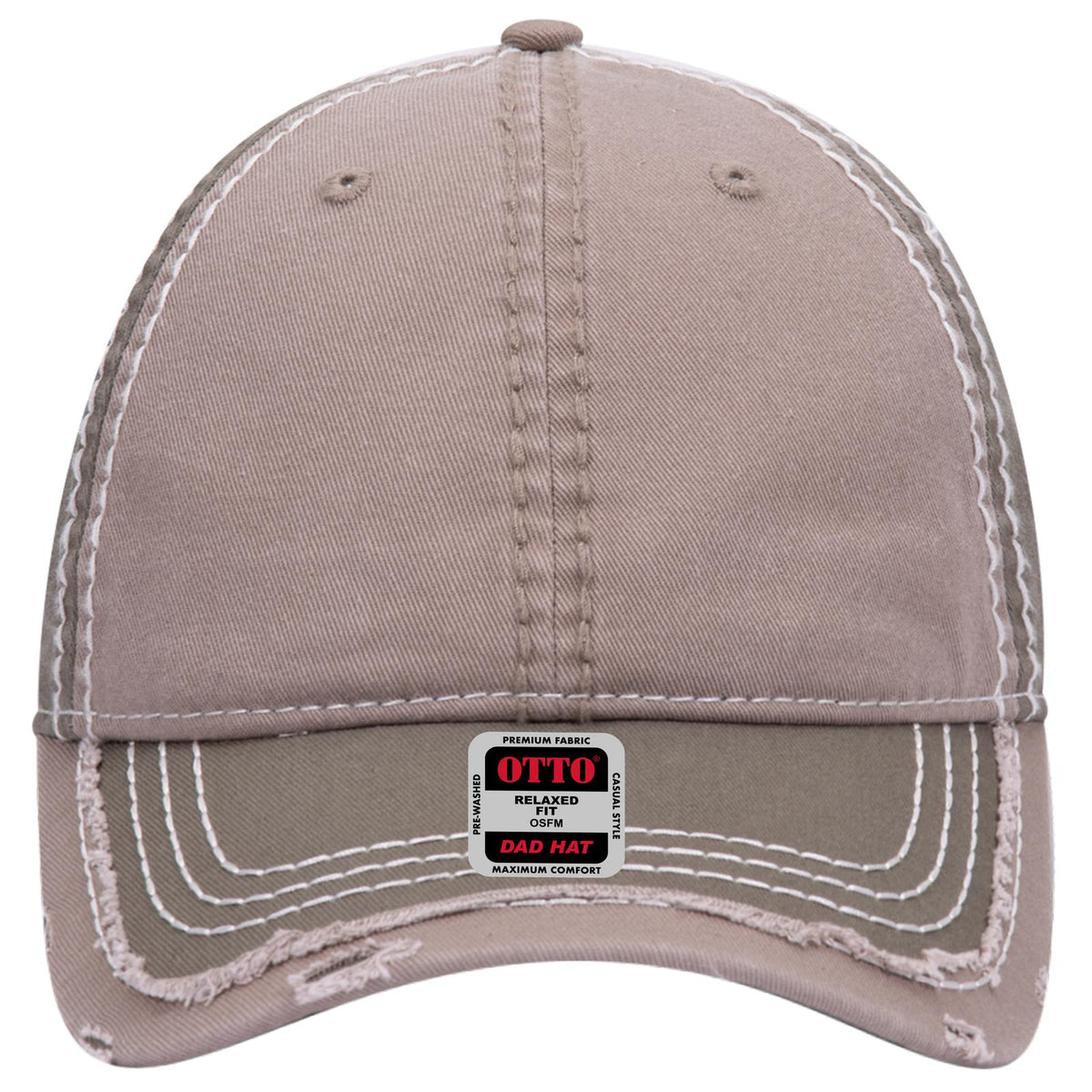 Front View of 215321 - Ol.Grn/Dk.Kha/Ol.Grn OTTO CAP 6 Panel Low Profile Dad Hat