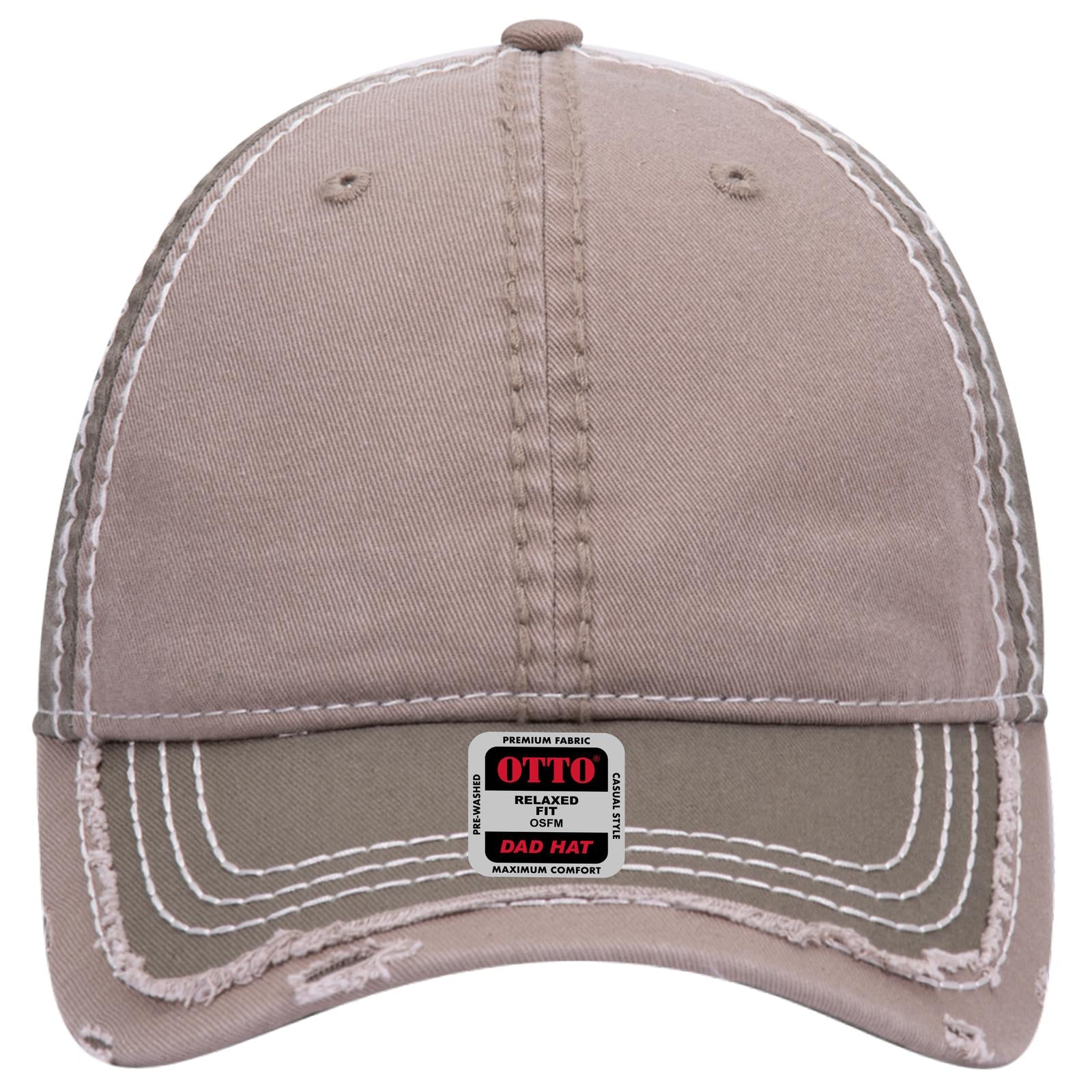 Front View of 215321 - Ol.Grn/Dk.Kha/Ol.Grn OTTO CAP 6 Panel Low Profile Dad Hat