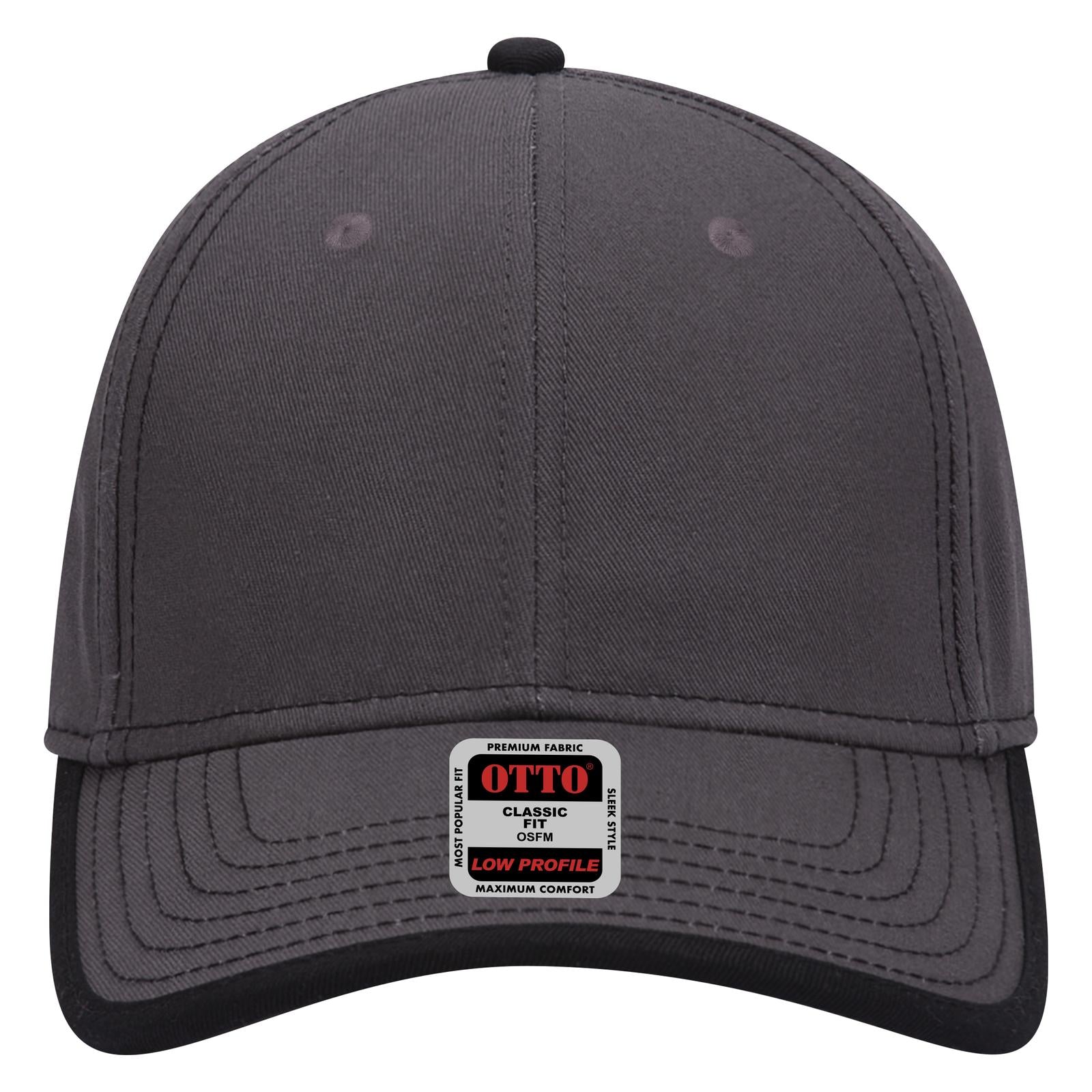 Right View of 2503 - Ch.Gry/Blk OTTO CAP 6 Panel Low Profile Baseball Cap