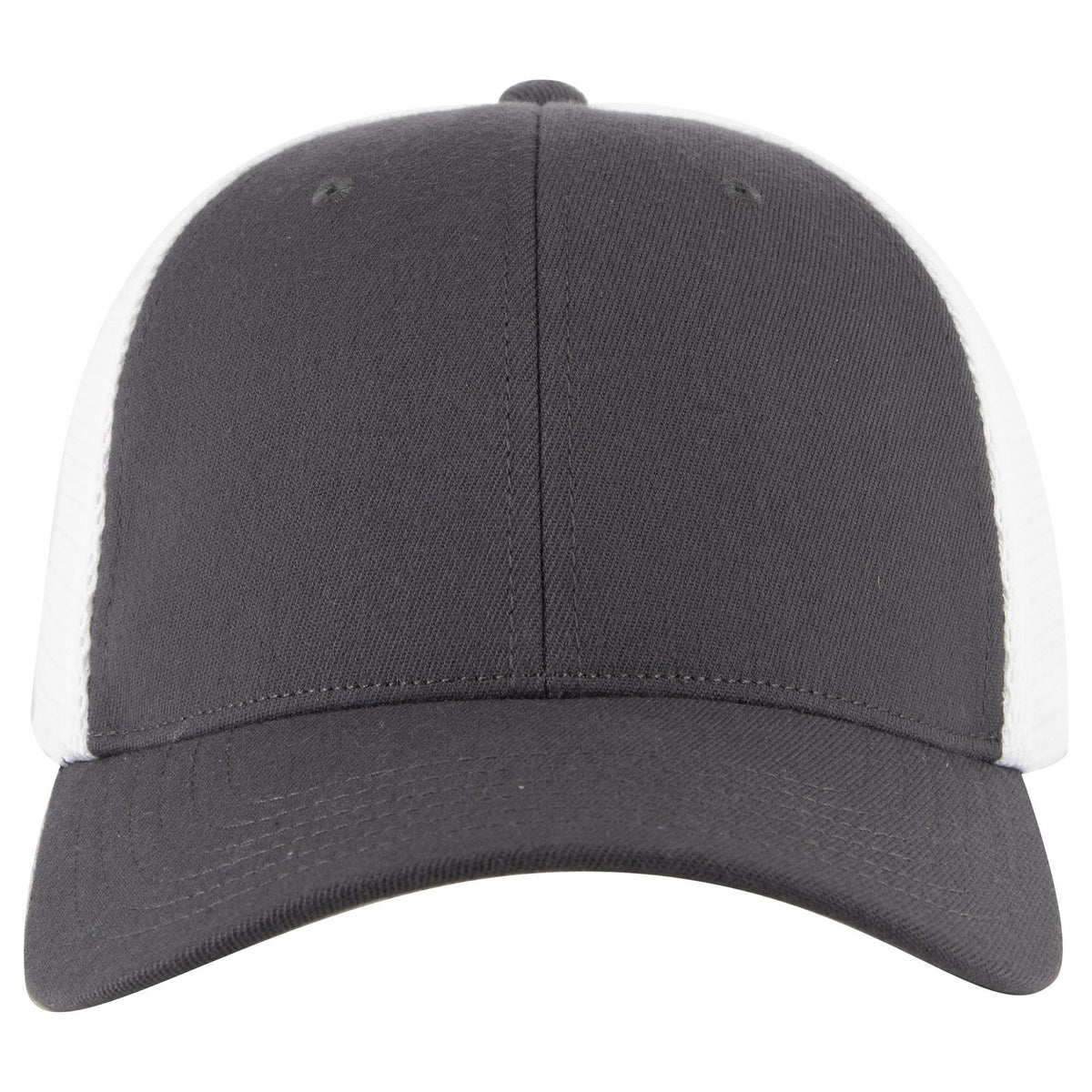 Front View of 2516 - Ch.Gry/Wht OTTO CAP "OTTO COMFY FIT" 6 Panel Low Profile Mesh Back Trucker Hat