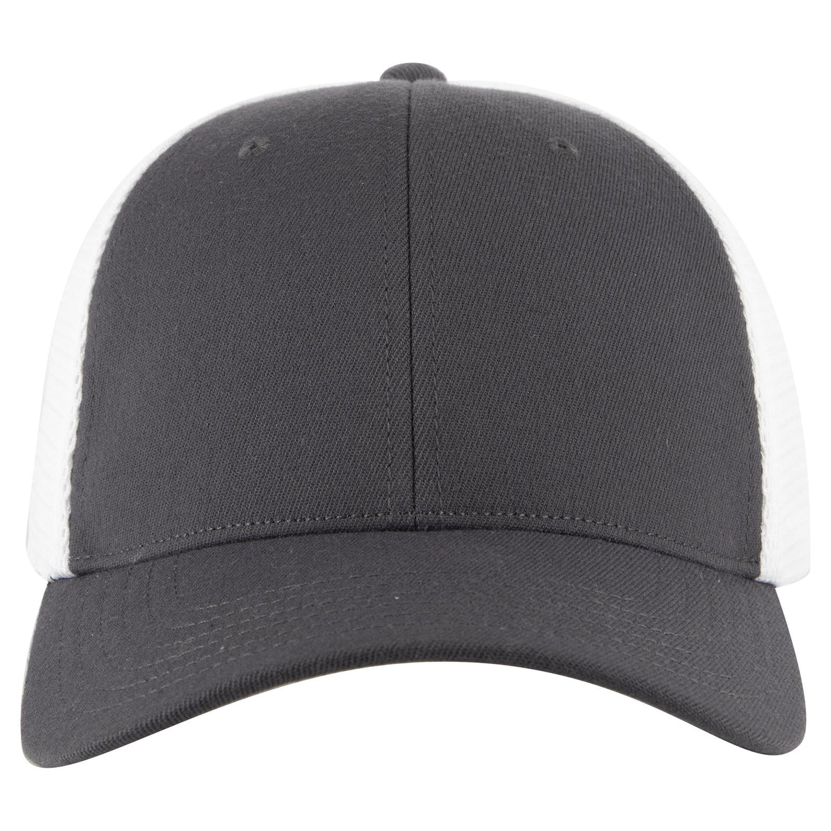 Front View of 2516 - Ch.Gry/Wht OTTO CAP "OTTO FLEX" Fitted 6 Panel Low Profile Mesh Back Trucker Hat