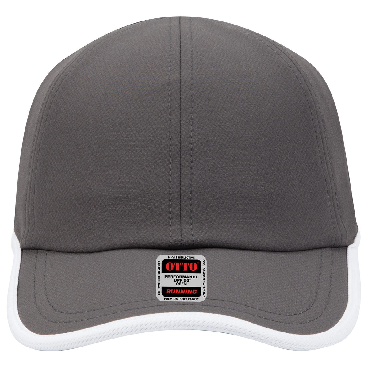 Front View of 2516 - Ch.Gry/Wht OTTO CAP UPF 50+ 6 Panel Running Hat