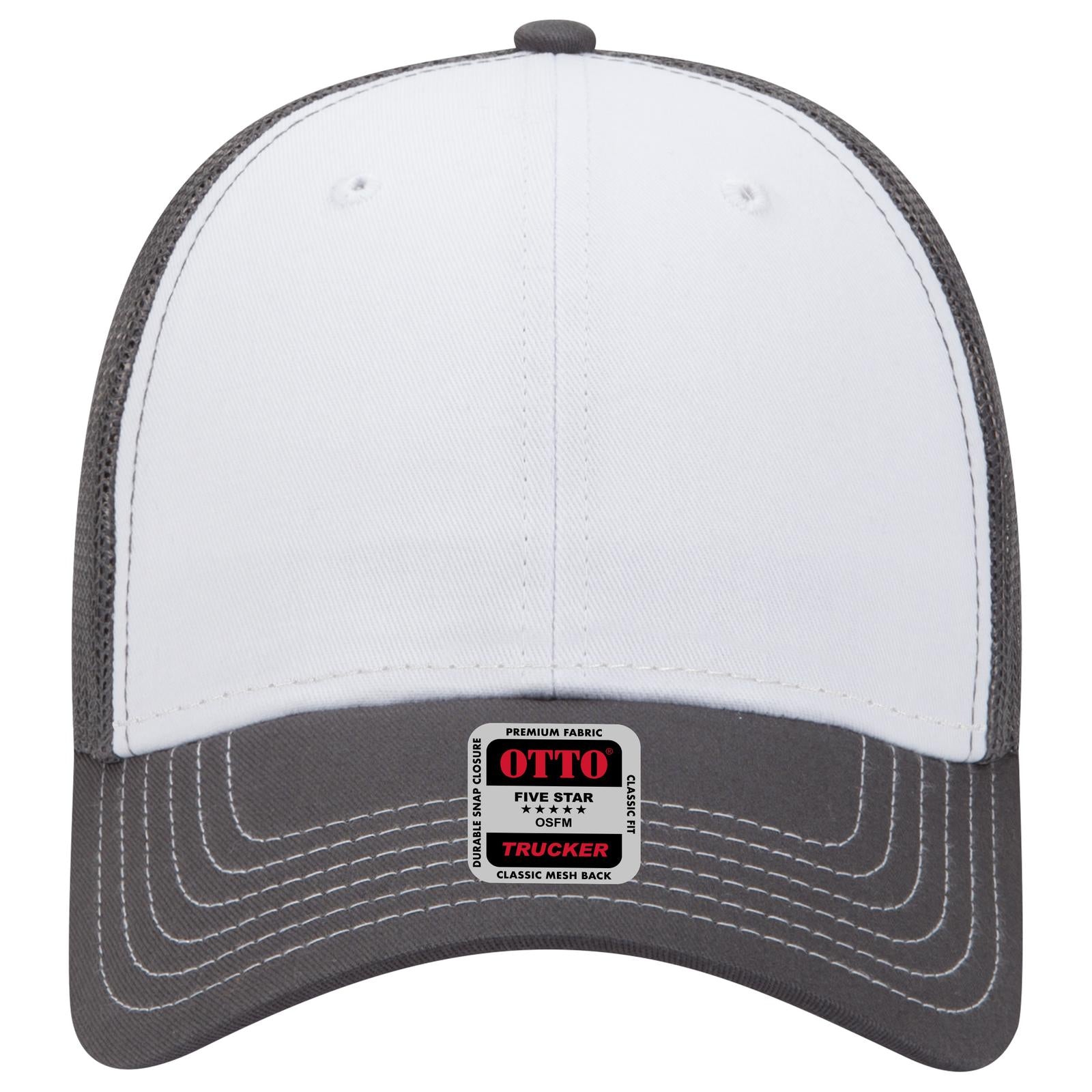Right View of 251625 - Ch.Gry/Wht/Ch.Gry OTTO CAP 6 Panel Low Profile Mesh Back Trucker Hat