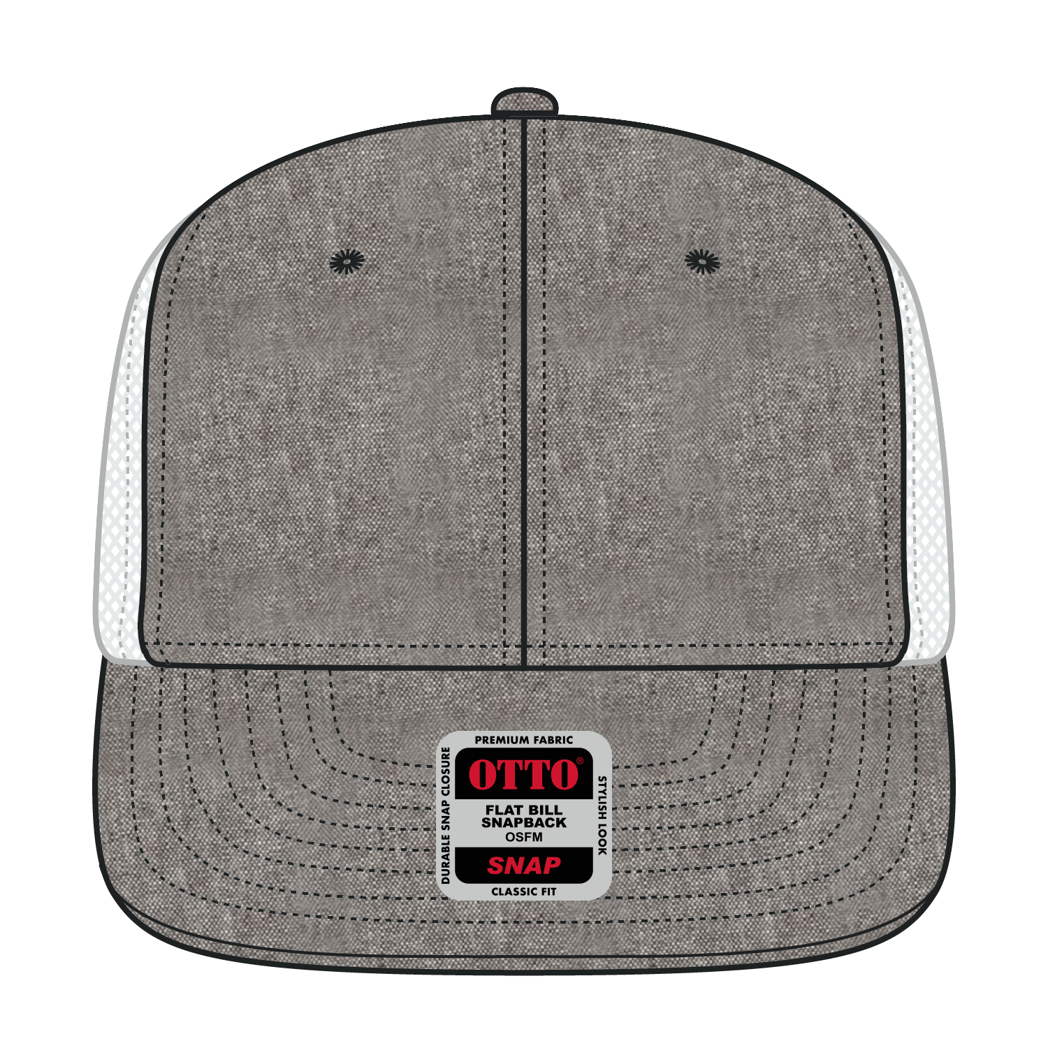Front View of 2516A - ChGry/Wht OTTO CAP "OTTO SNAP" 6 Panel Pro Style Mesh Back Trucker Snapback Hat