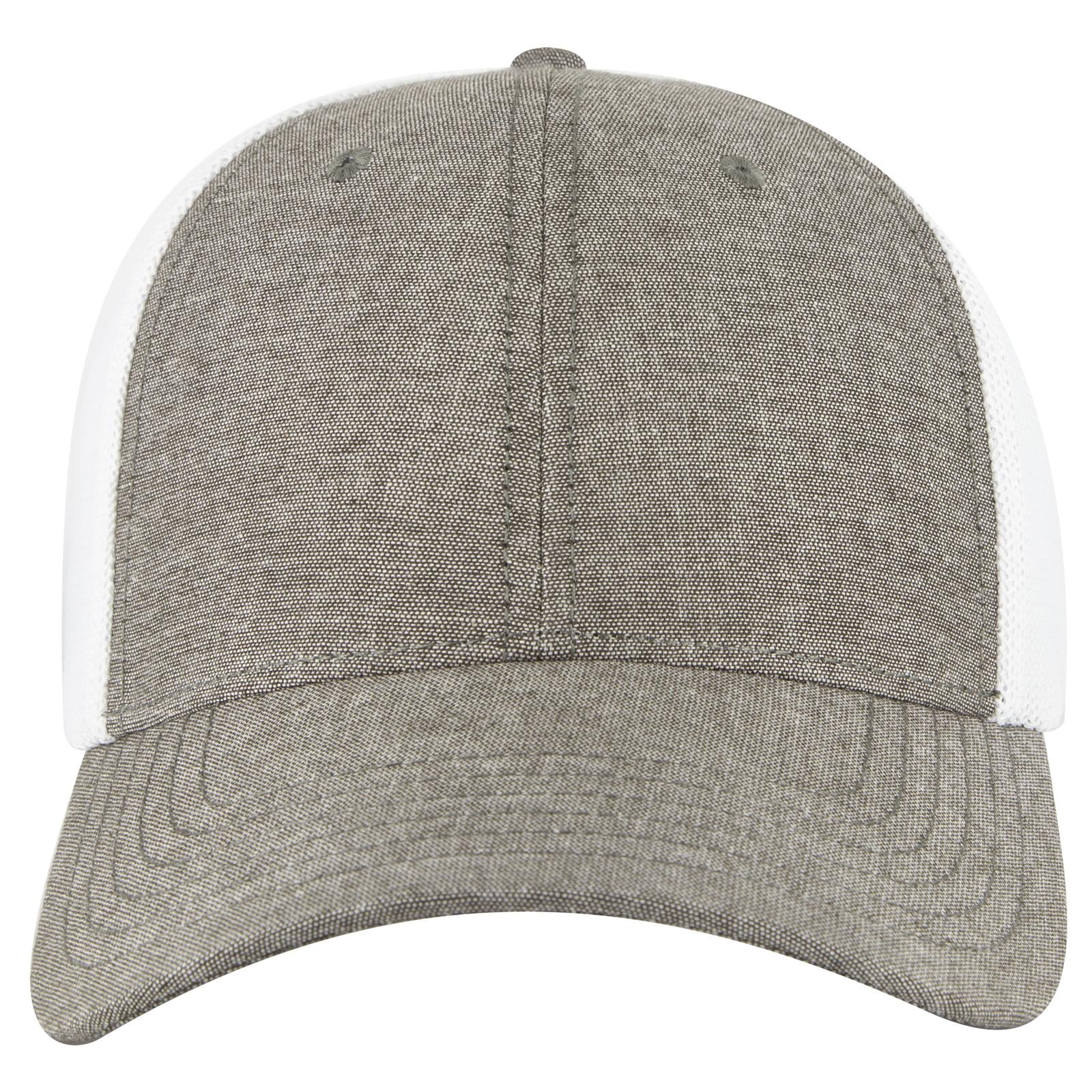 Front View of 2516C - ChGry/Wht OTTO CAP "OTTO COMFY FIT" 6 Panel Low Profile Mesh Back Trucker Hat