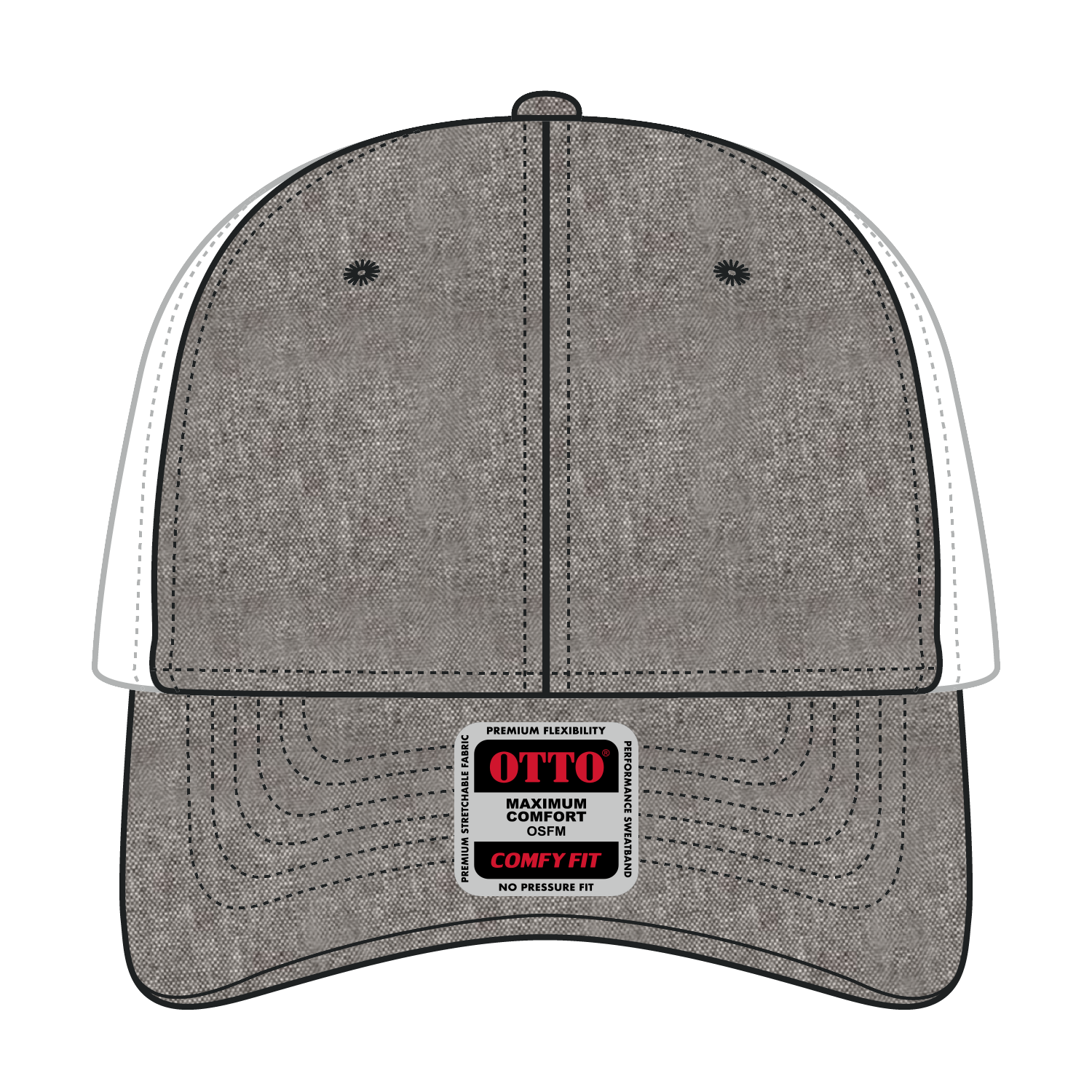 Front View of 2516C - ChGry/Wht OTTO CAP "OTTO COMFY FIT" 6 Panel Low Profile Mesh Back Trucker Hat