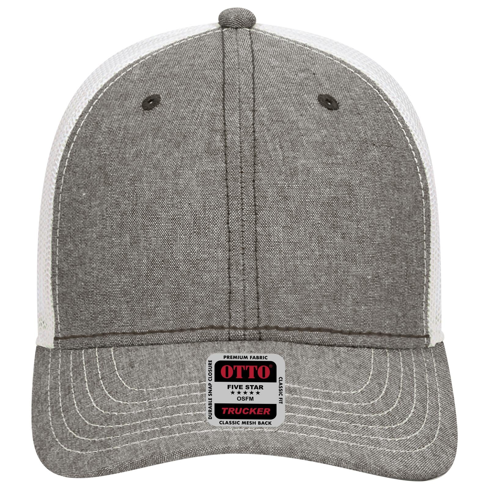Right View of 2516X - Ch.Gry/Wht OTTO CAP 6 Panel Low Profile Mesh Back Trucker Hat
