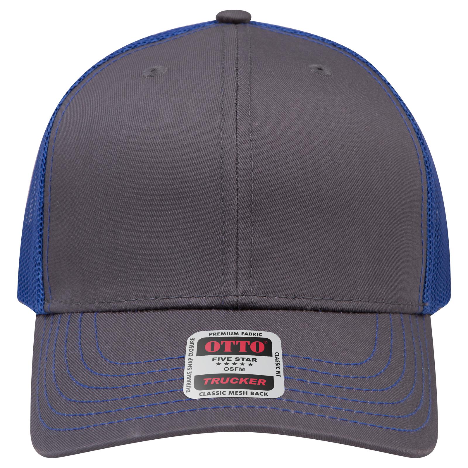 Right View of 252501 - Ch.Gry/Ch.Gry/Ryl OTTO CAP 6 Panel Mid Profile Mesh Back Trucker Hat