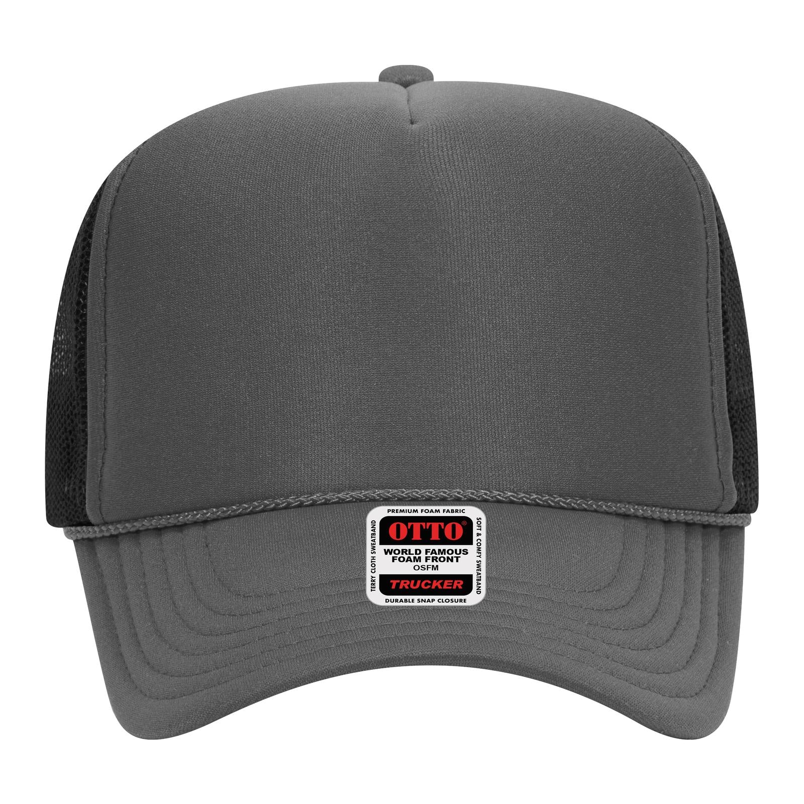 Right View of 252503 - Ch.Gry/Ch.Gry/Blk OTTO CAP 5 Panel High Crown Mesh Back Trucker Hat
