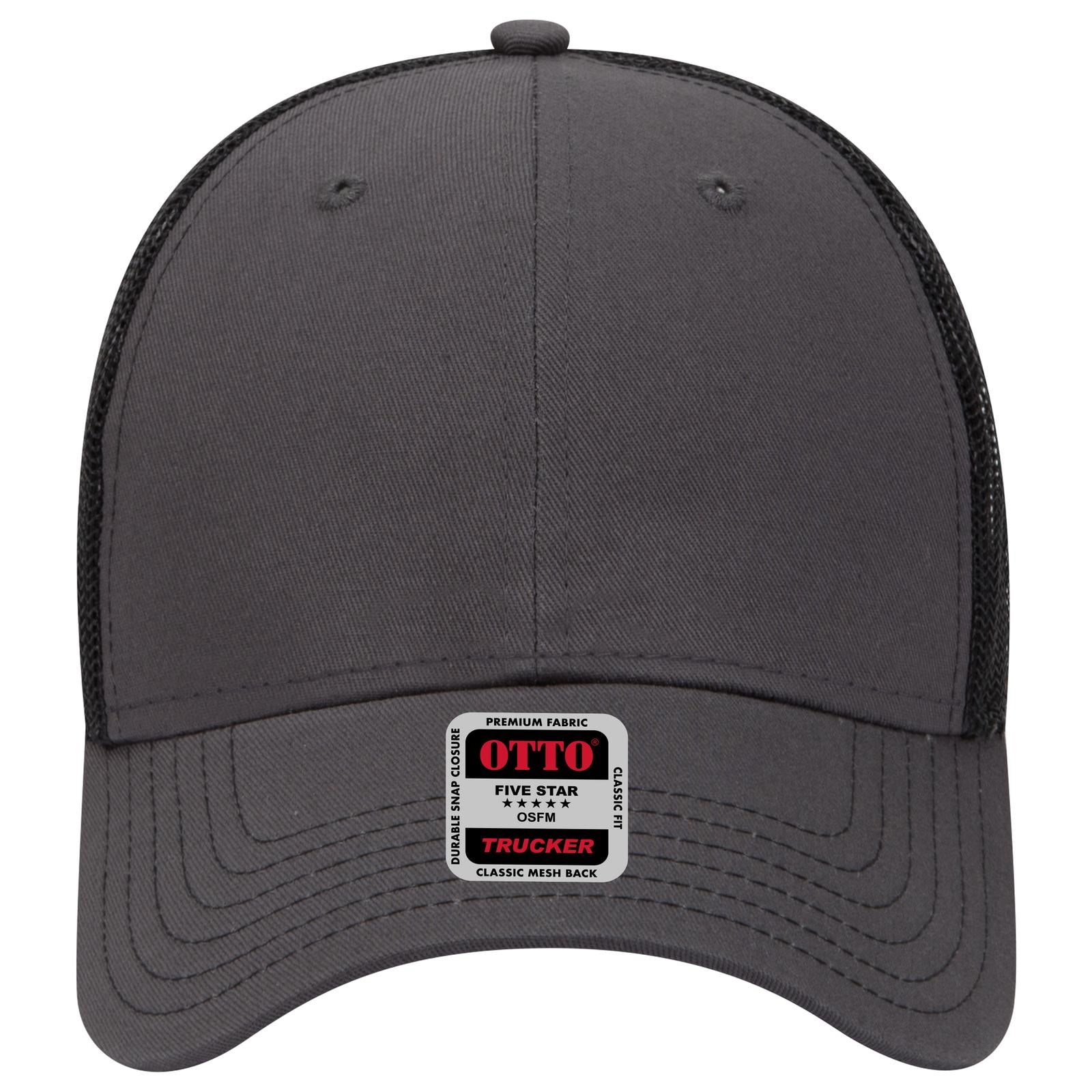 Right View of 252503 - Ch.Gry/Ch.Gry/Blk OTTO CAP 6 Panel Low Profile Mesh Back Trucker Hat