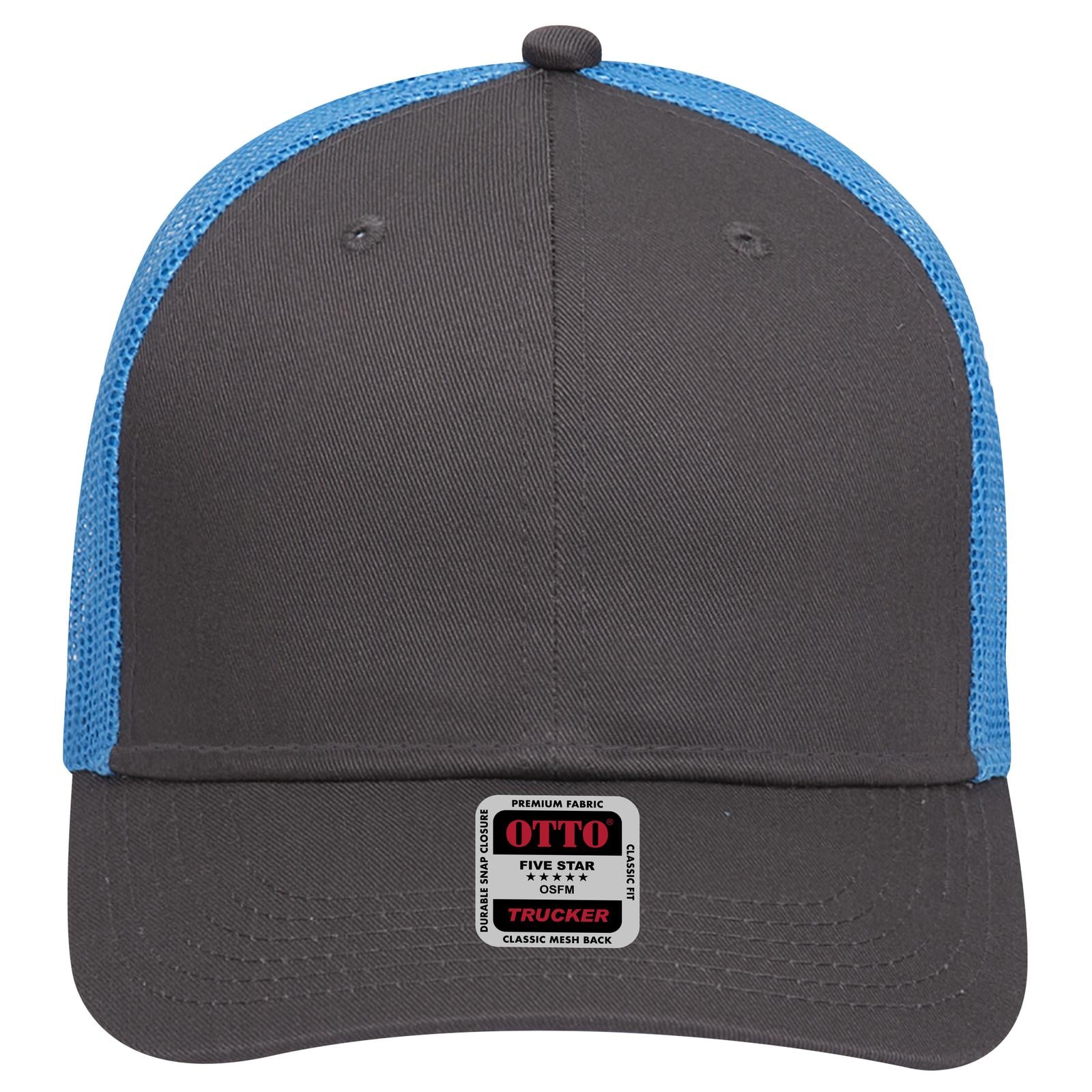 Right View of 2525107 - Ch.Gry/CH.Gry/N.Blu OTTO CAP 6 Panel Low Profile Mesh Back Trucker Hat