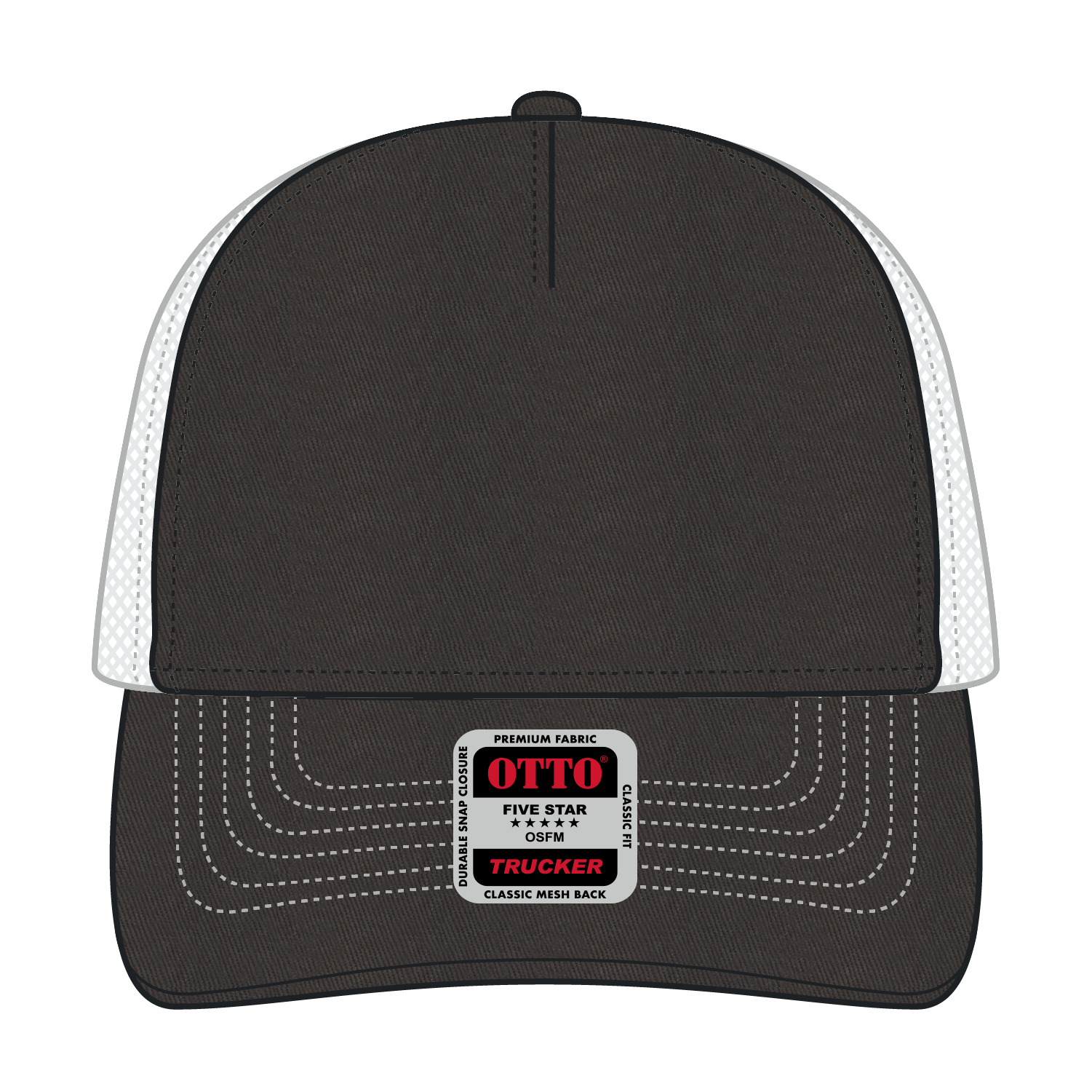 Front View of 252516 - Ch.Gry/Ch.Gry/Wht OTTO CAP 5 Panel Low Profile Mesh Back Trucker Hat