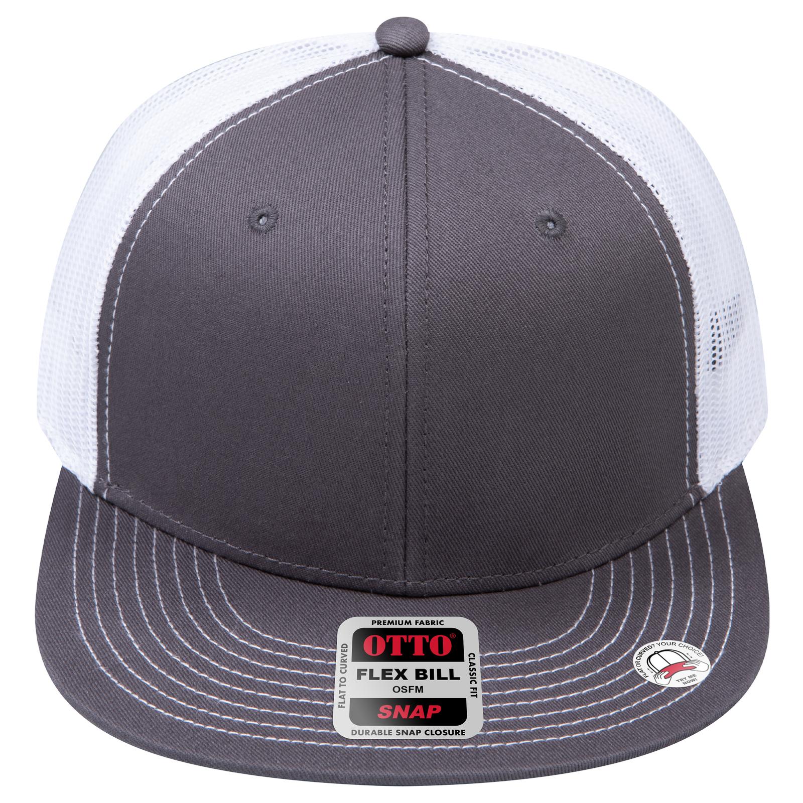 Right View of 252516B - Ch.Gry/Ch.Gry/Wht OTTO CAP "OTTO SNAP" 6 Panel Pro Style Mesh Back Trucker Snapback Hat