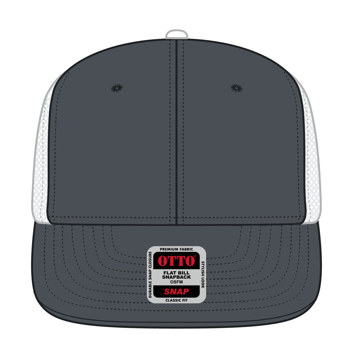Front View of 252516B - Ch.Gry/Ch.Gry/Wht OTTO CAP "OTTO SNAP" 6 Panel Pro Style Mesh Back Trucker Snapback Hat