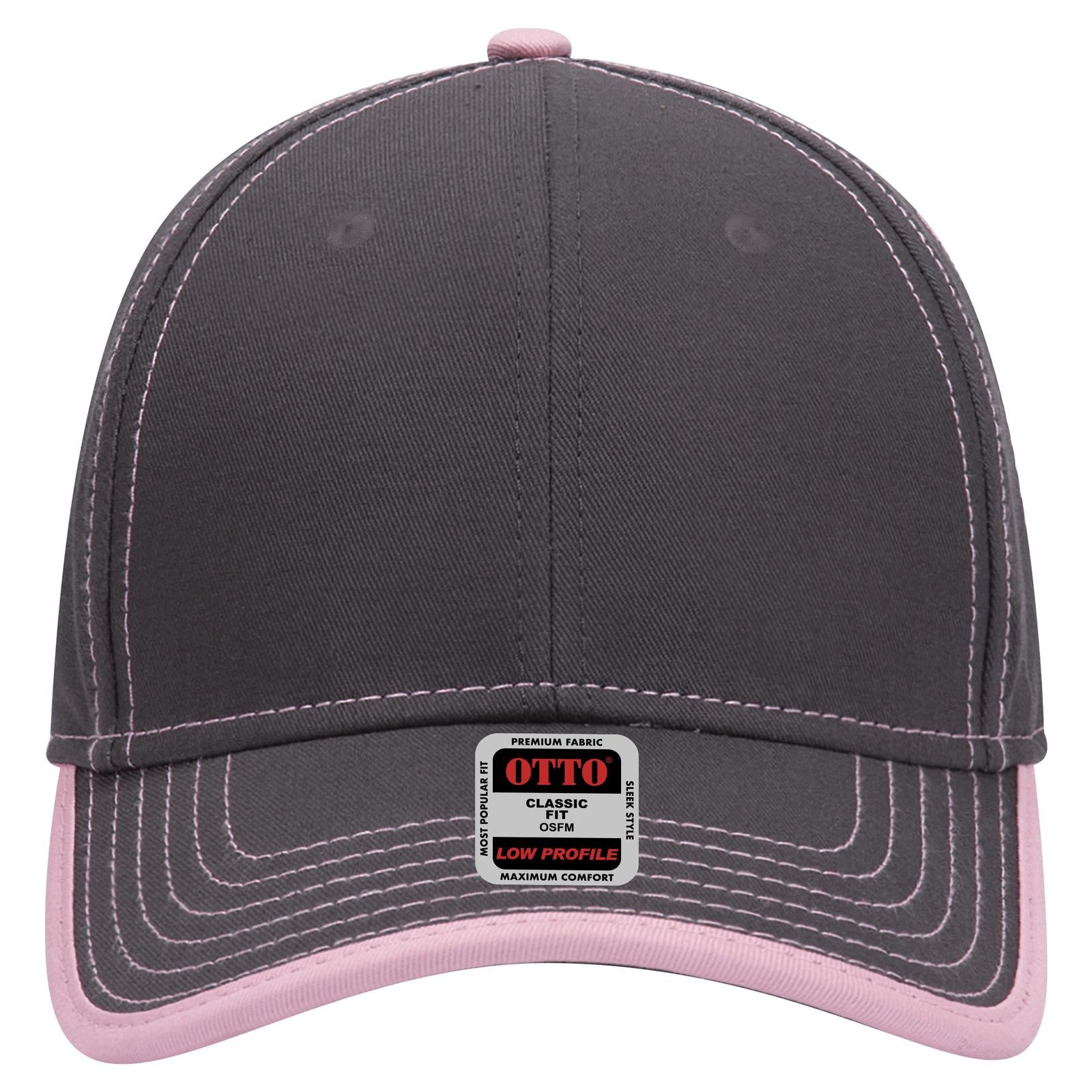 Right View of 2550 - Ch.Gry/Pnk OTTO CAP 6 Panel Low Profile Baseball Cap